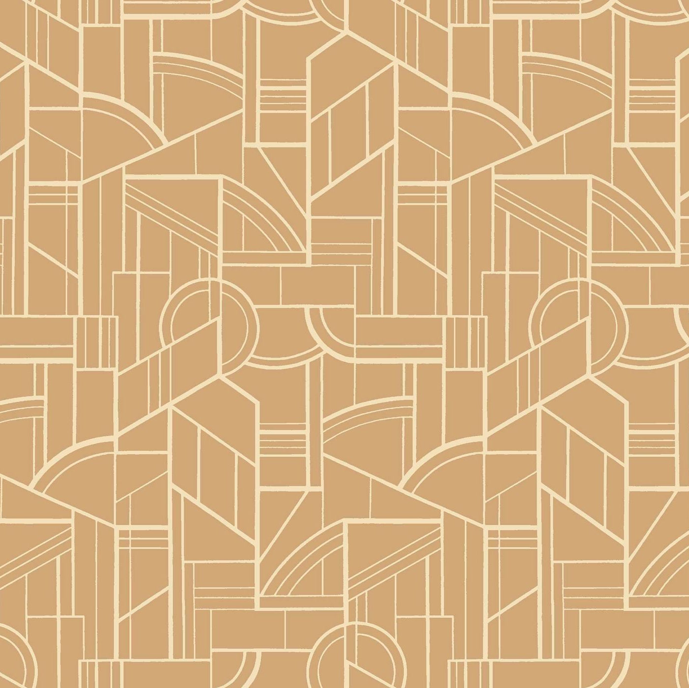 Metallic Wallpaper with Geometric Pattern CINÉTIQUE - NUDE Warm Beige