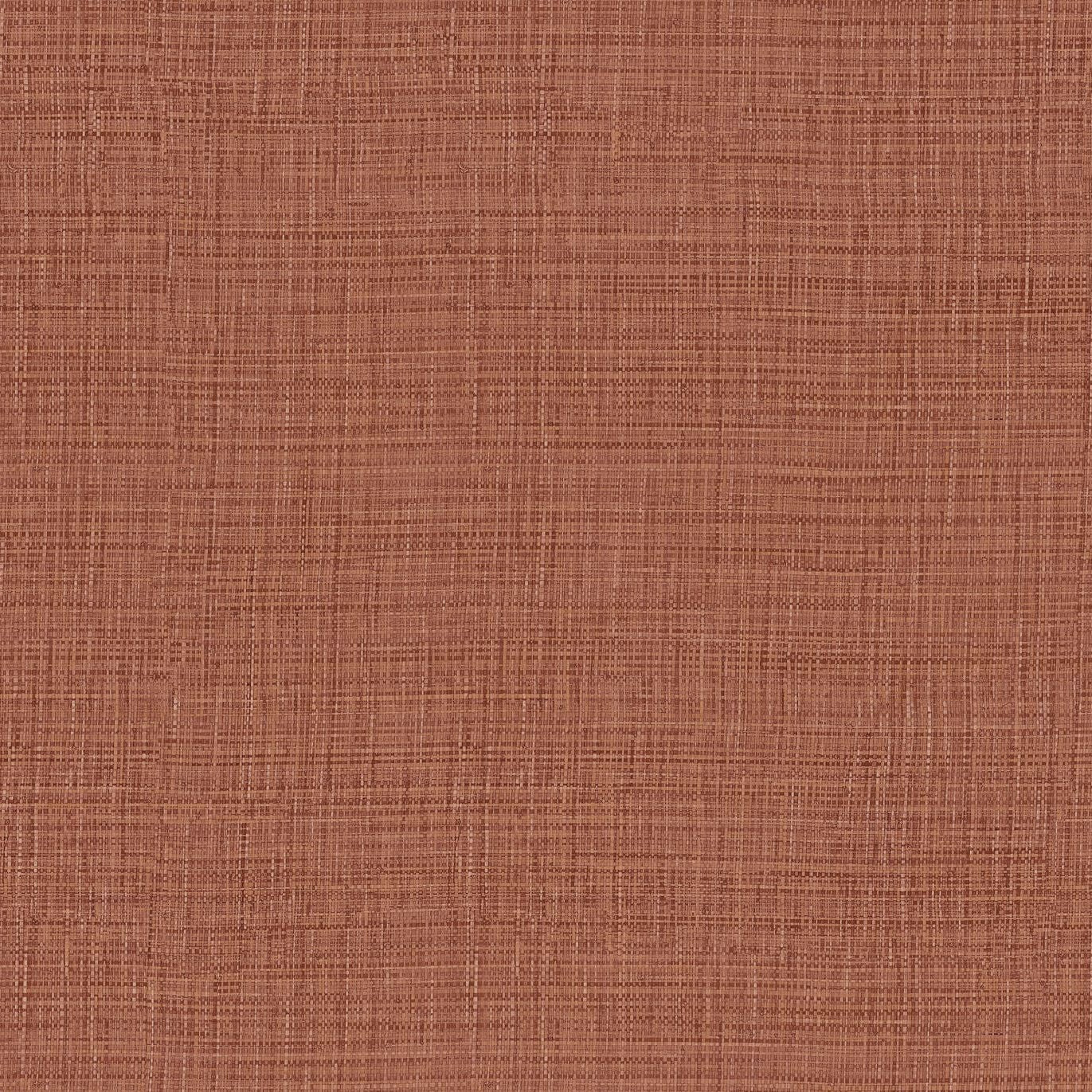 Structural vinyl wallpaper imitating woven raffia SIERRA - TERRACOTTA terracotta