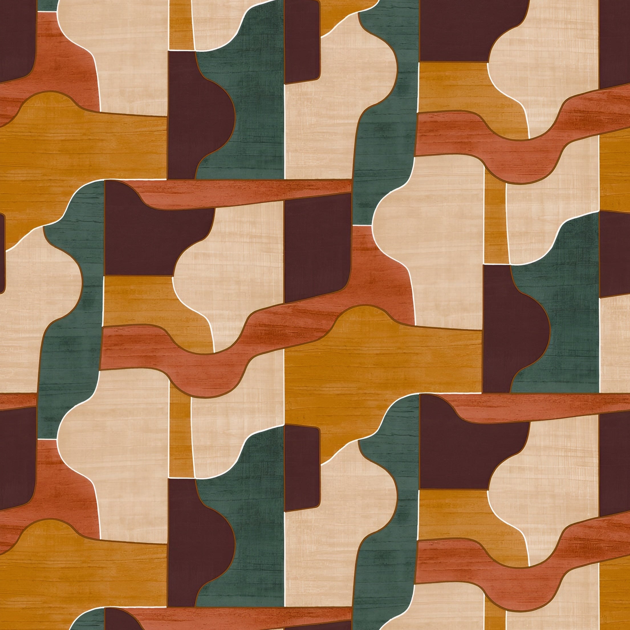 Structural vinyl wallpaper with a geometric pattern MODERNISM - MULTICO yellow with orange