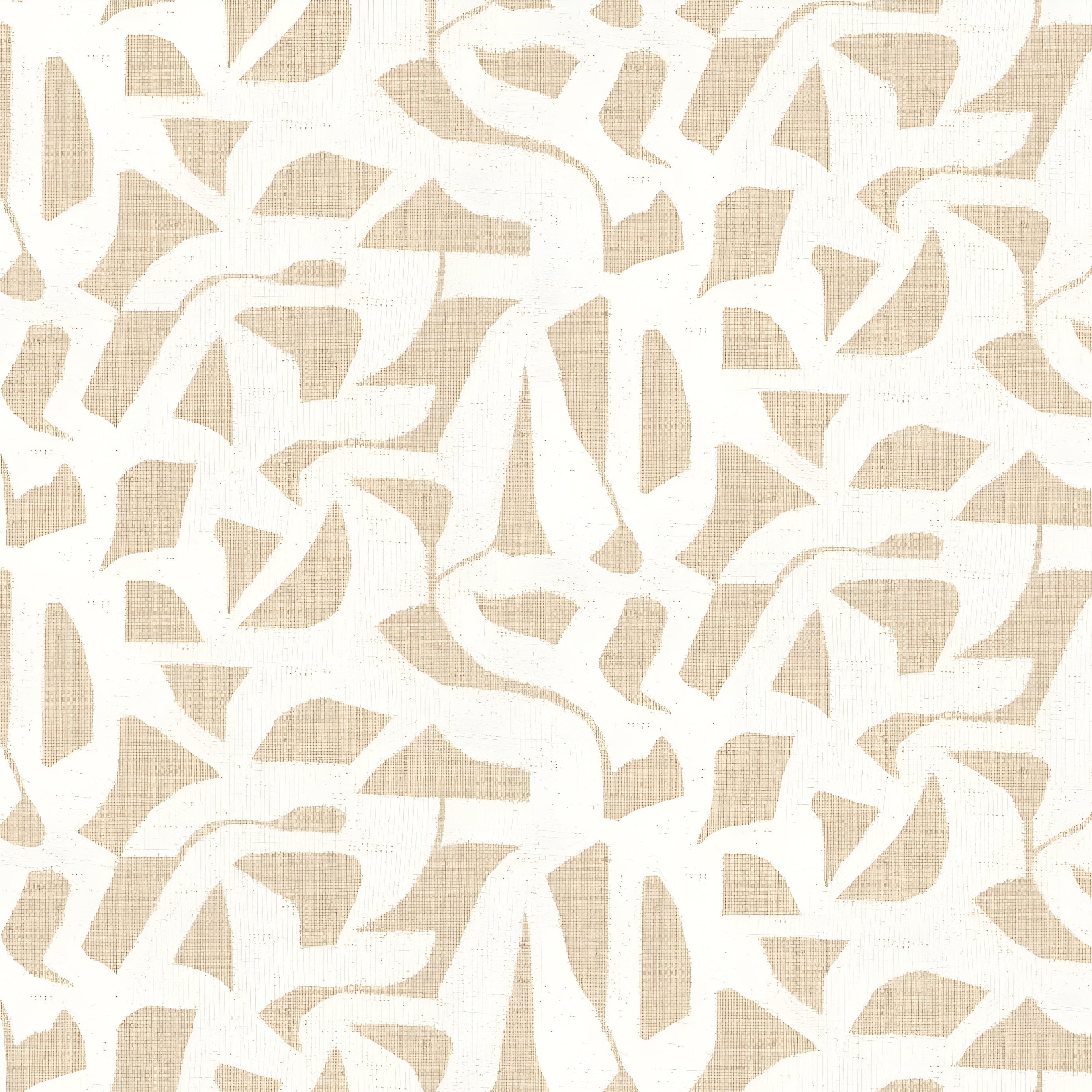 Textured wallpaper resembling fabric with an abstract pattern CANA - SABLE beige