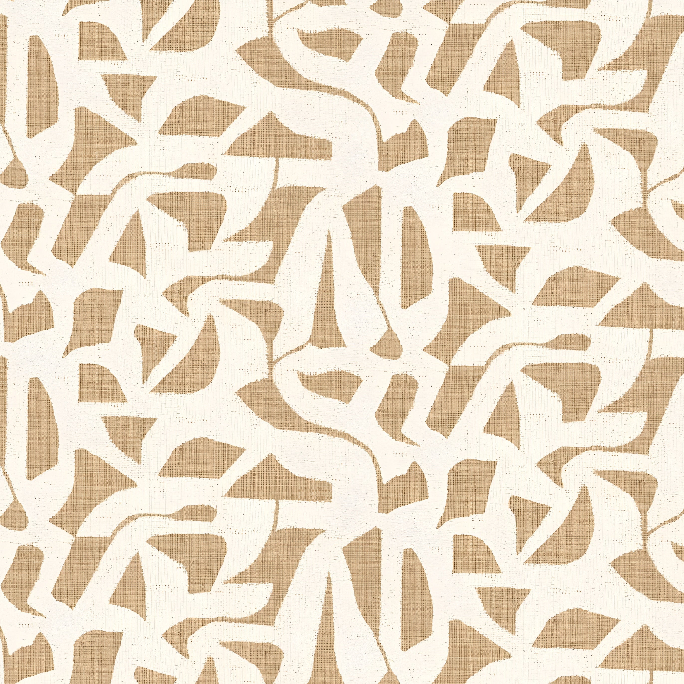 Structural wallpaper imitating fabric with abstract pattern CANA - PAILLE dark beige