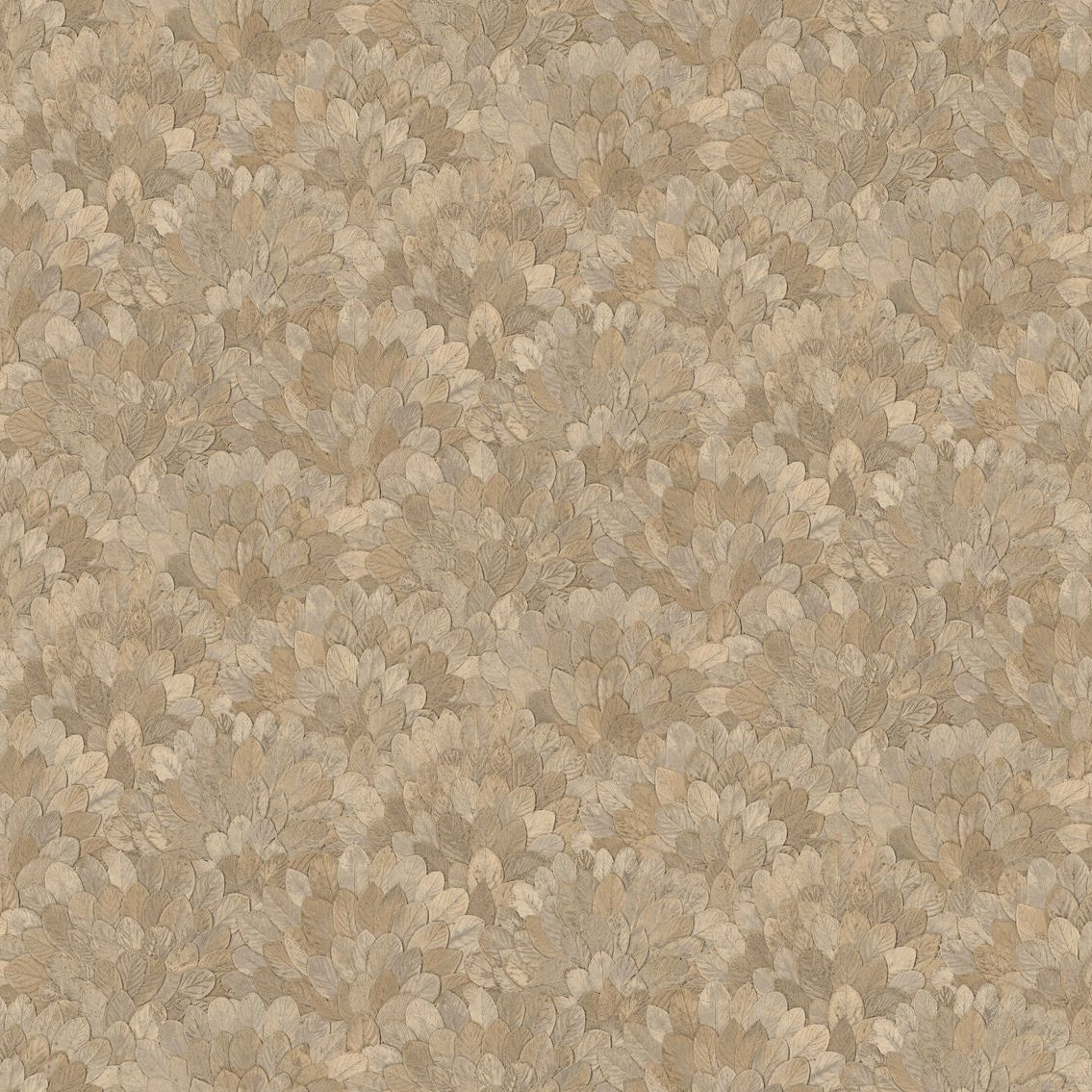 Structural vinyl wallpaper with a plant motif FEIJOA - beige TRAVERTINE