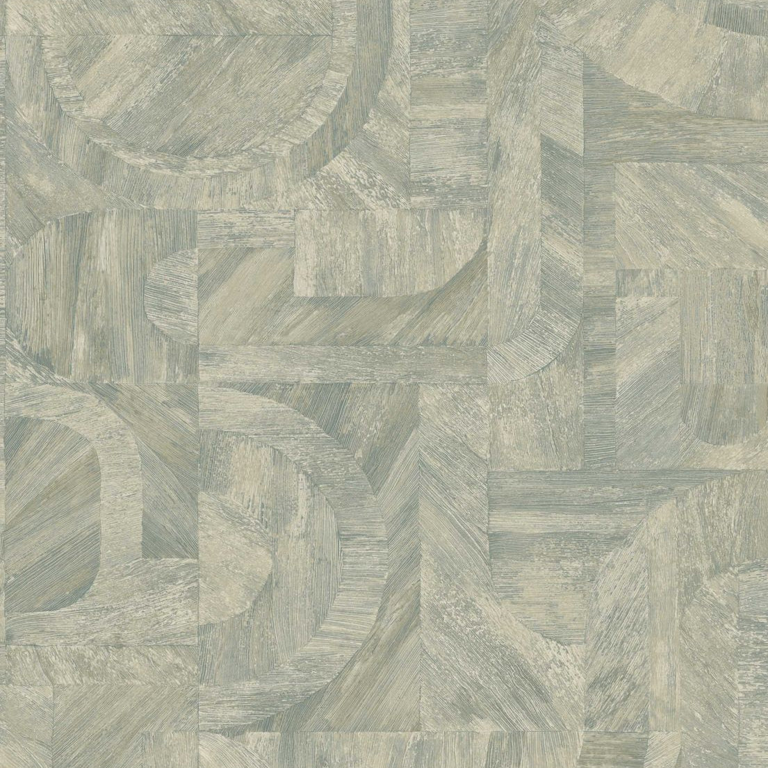 Tapete mit einem Muster inspiriert von der Intarsientechnik INTARSIA - OPALINE eisblau