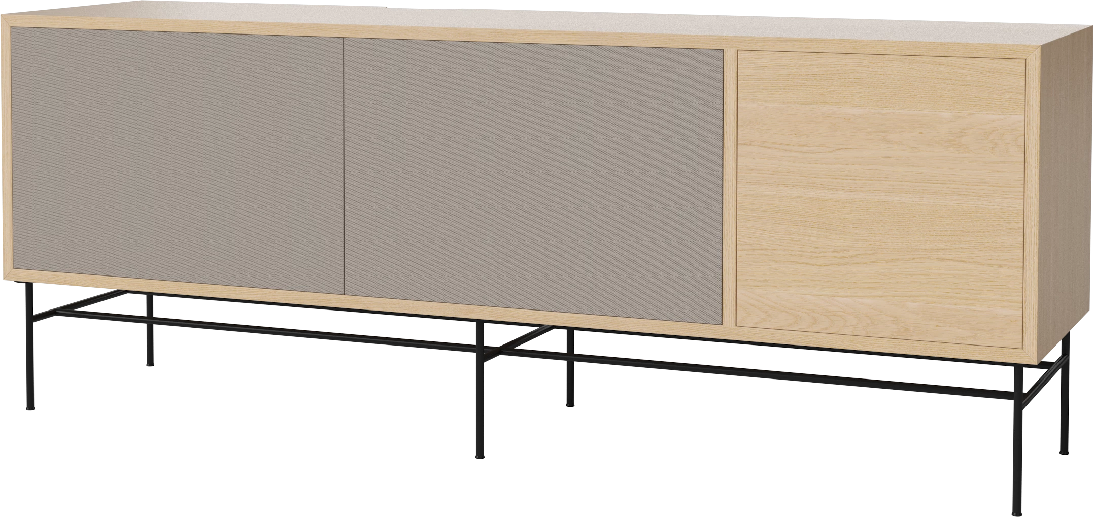 RTV Case Cabinet Boney Eicheer mit einer schwarzen Basis
