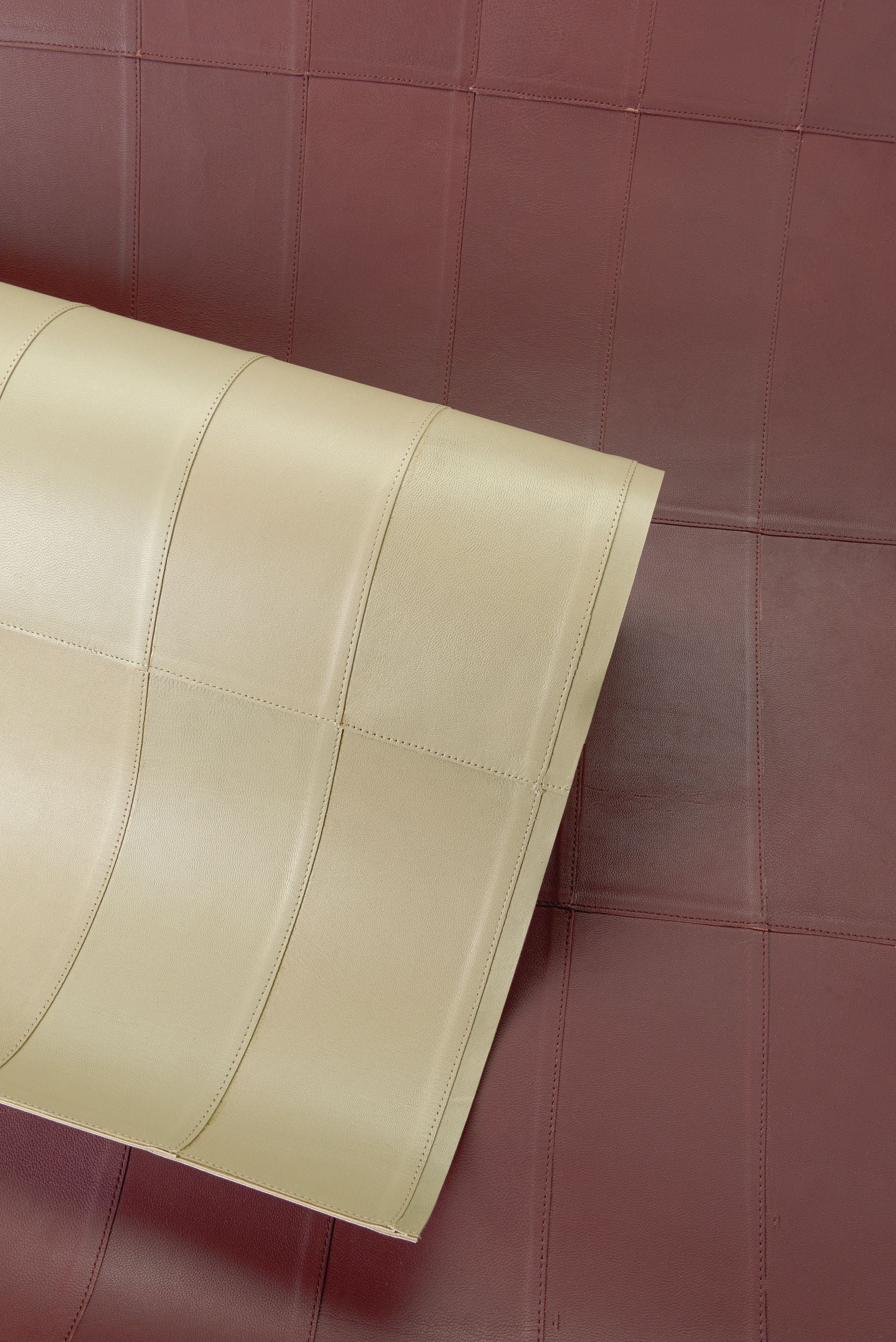 Natural leather wallpaper with geometric pattern PALADIN burgundy
