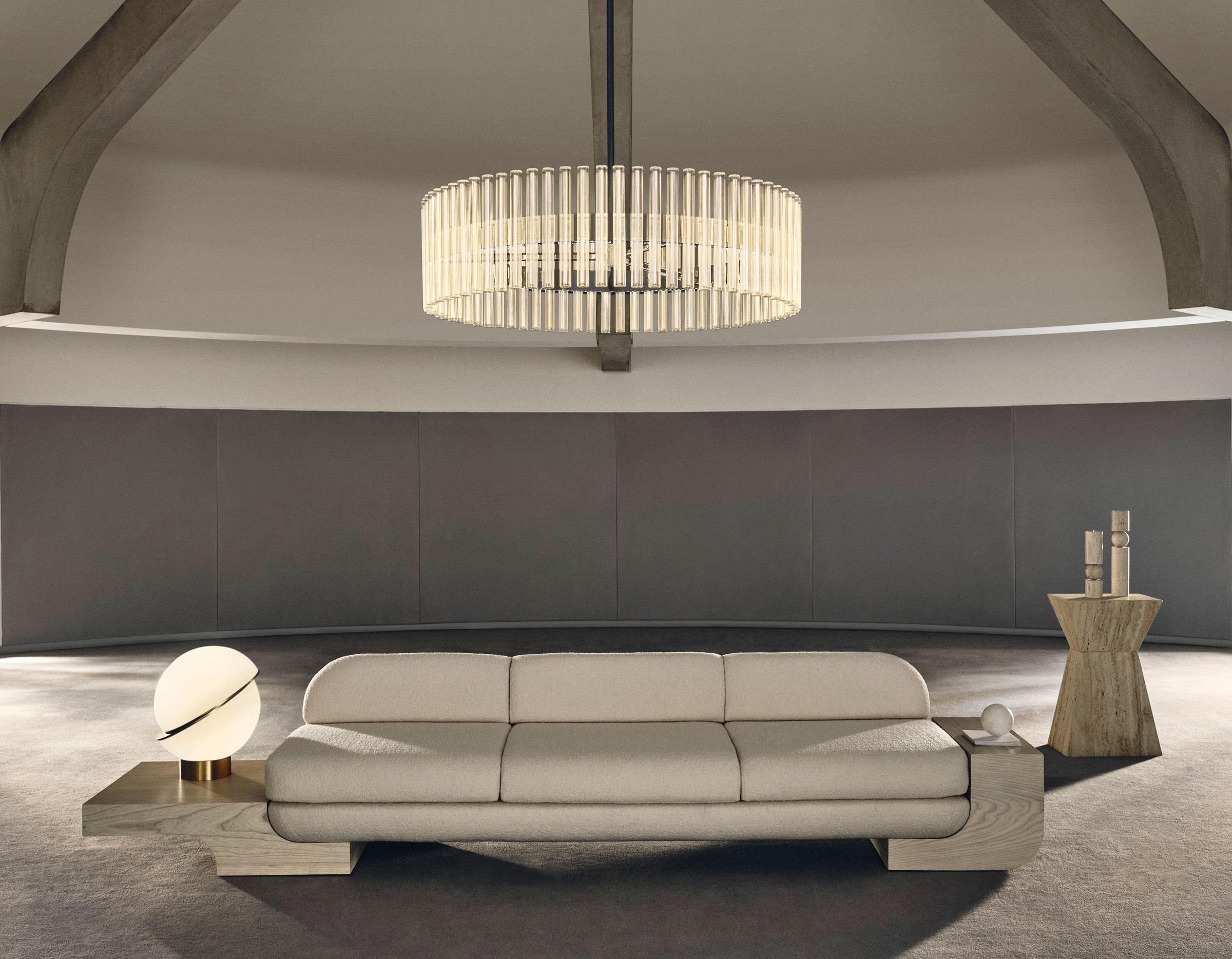 CRESCENT Table Lamp with Opal Shade and Brass Base