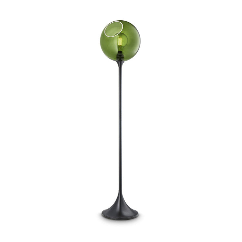 Stehlampe BALLROOM dunkelgrün mit schwarzem Fuß