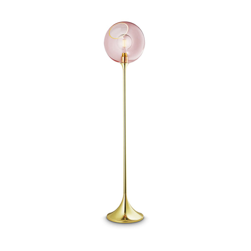 Stehlampe BALLROOM rosa mit goldenem Fuß