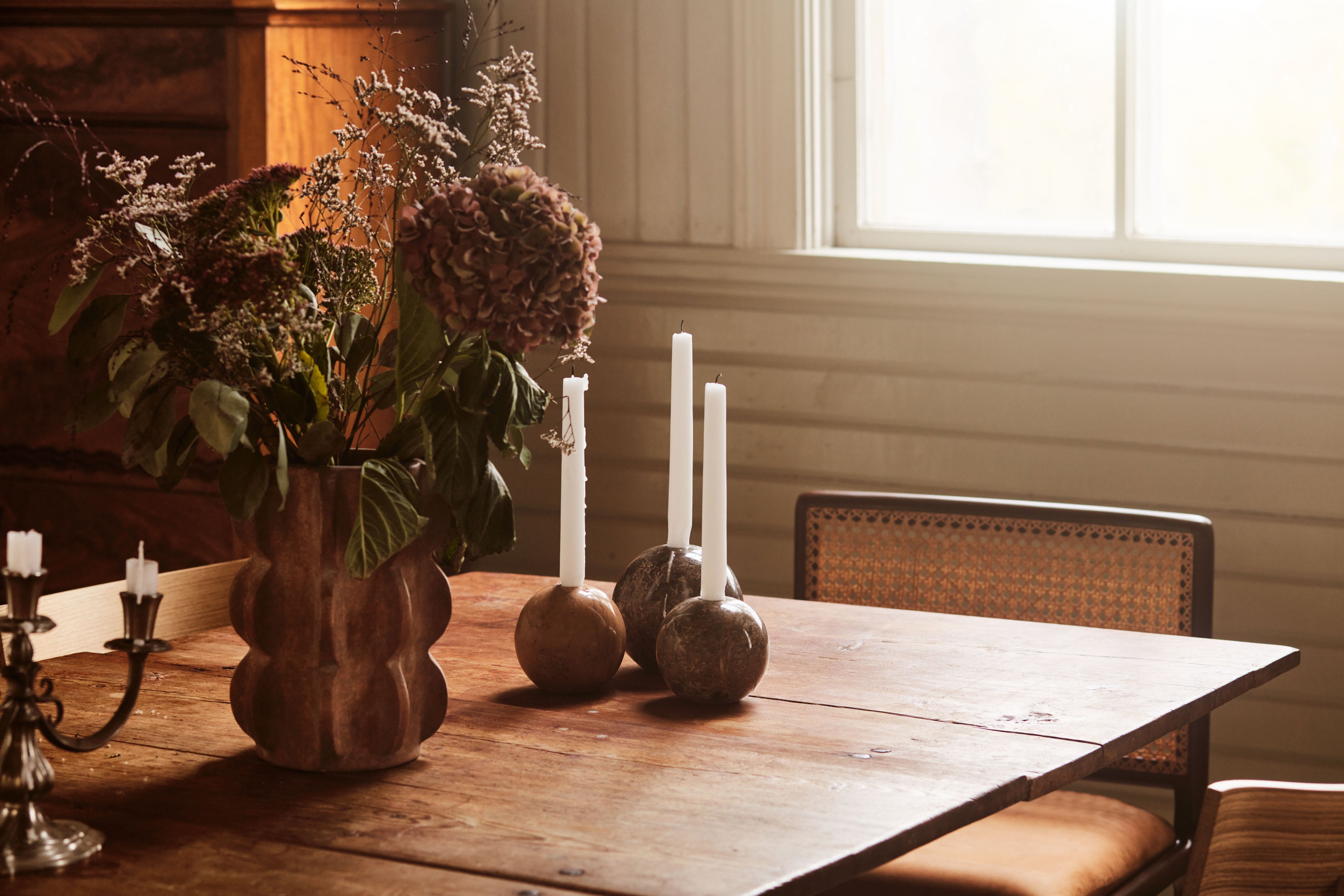 SPHERE Candle Holder Orange Marble