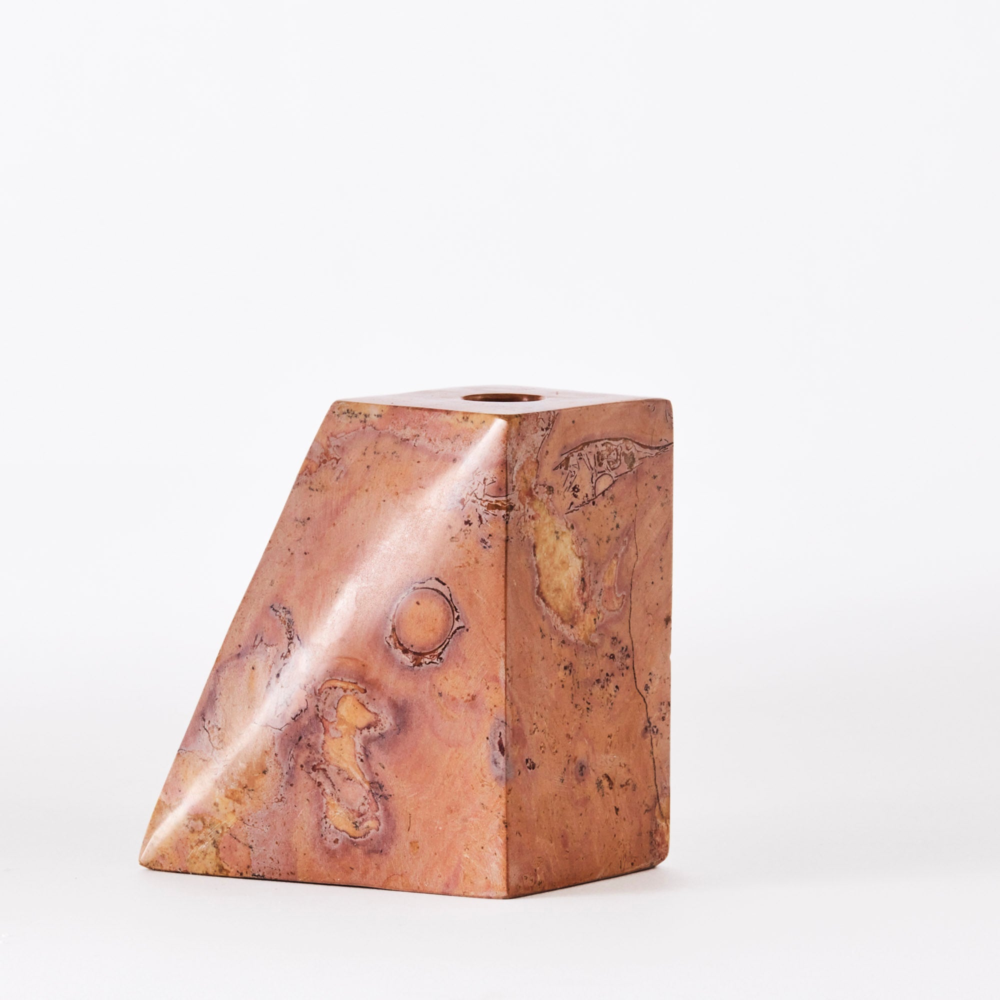 PYRAMID Candle Holder Set Orange Marble