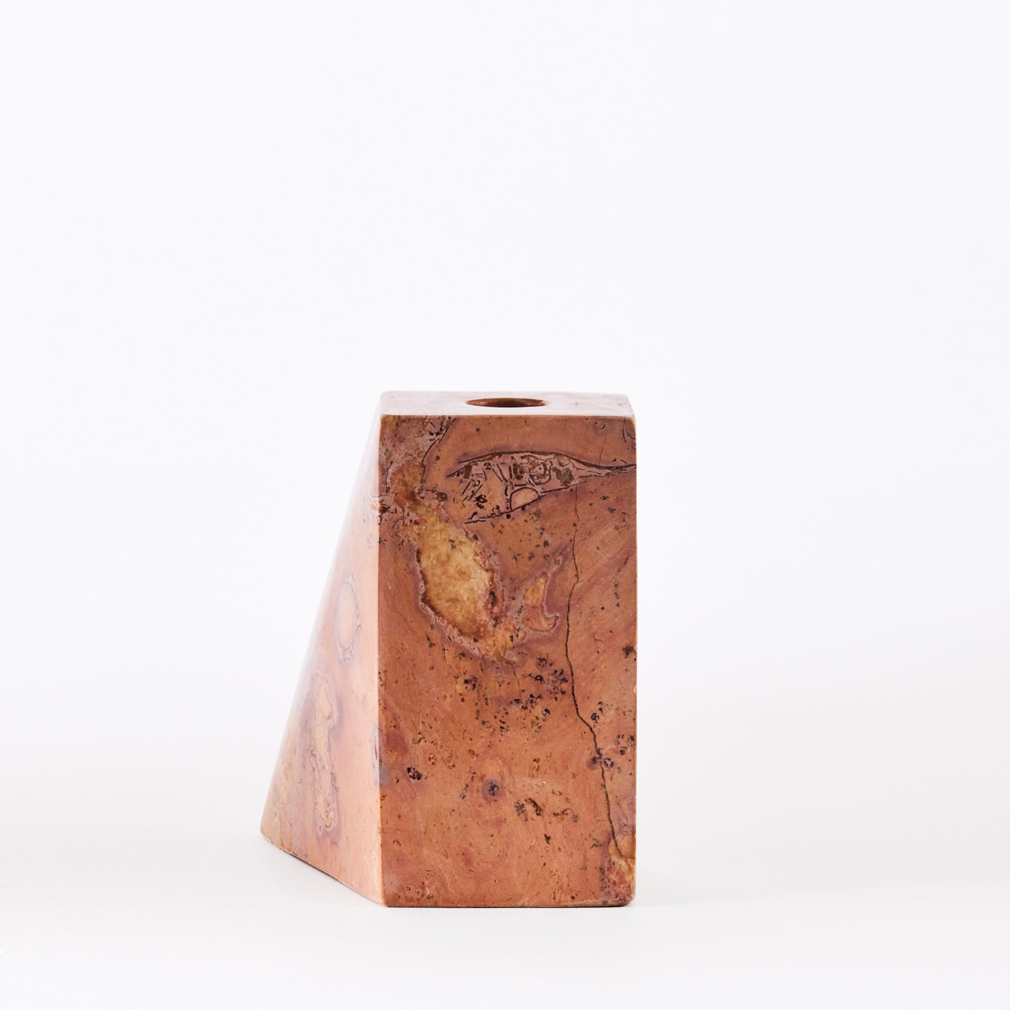 PYRAMID Candle Holder Set Orange Marble