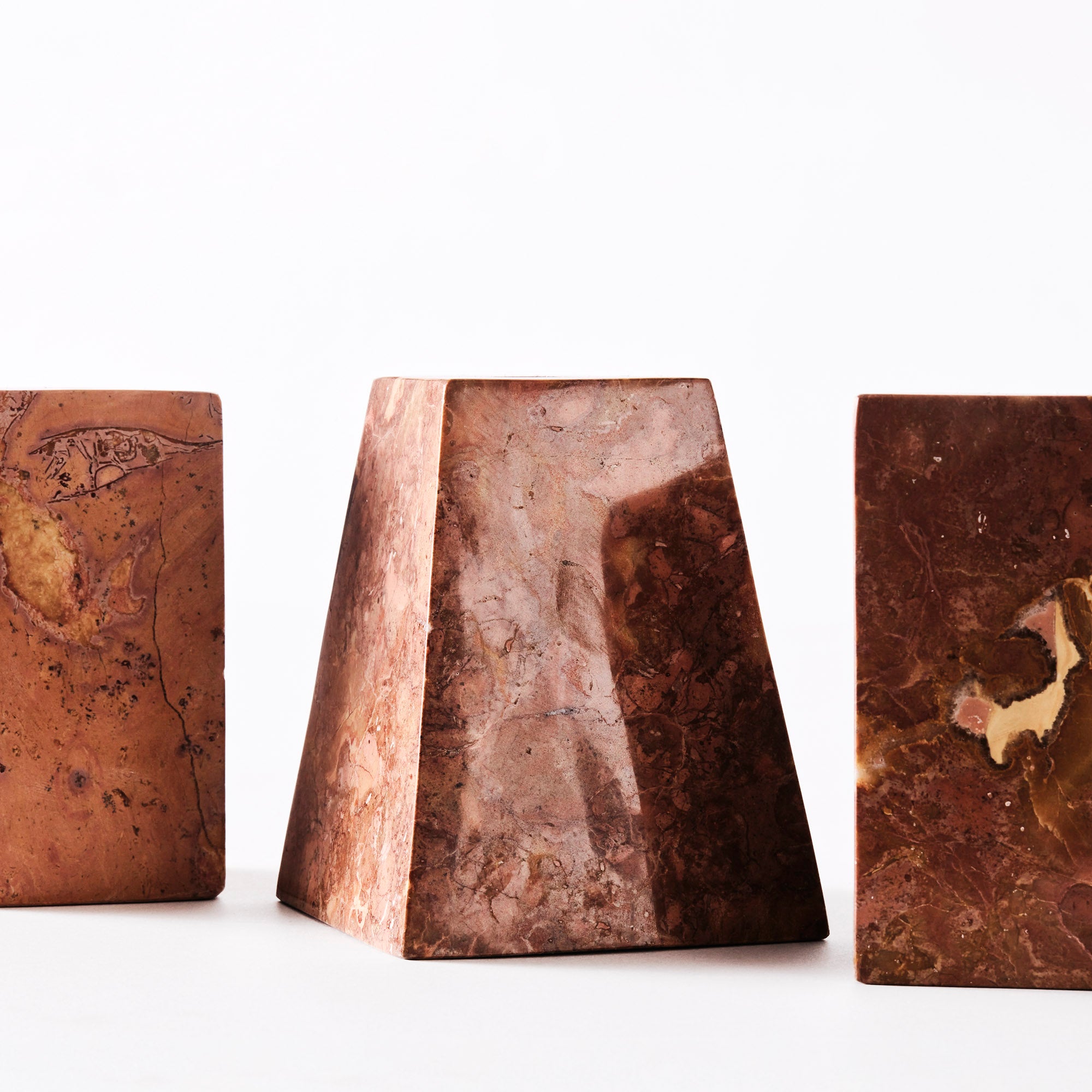 PYRAMID Candle Holder Set Orange Marble