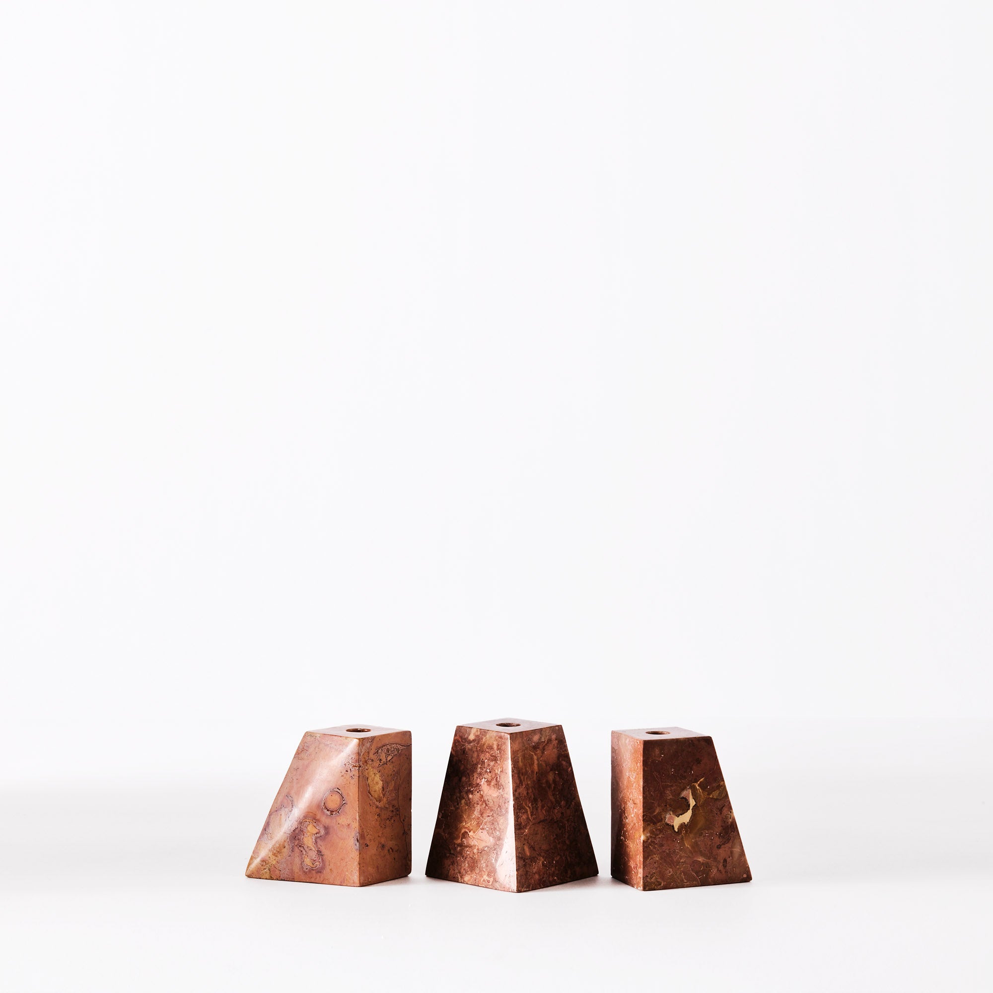 PYRAMID Candle Holder Set Orange Marble