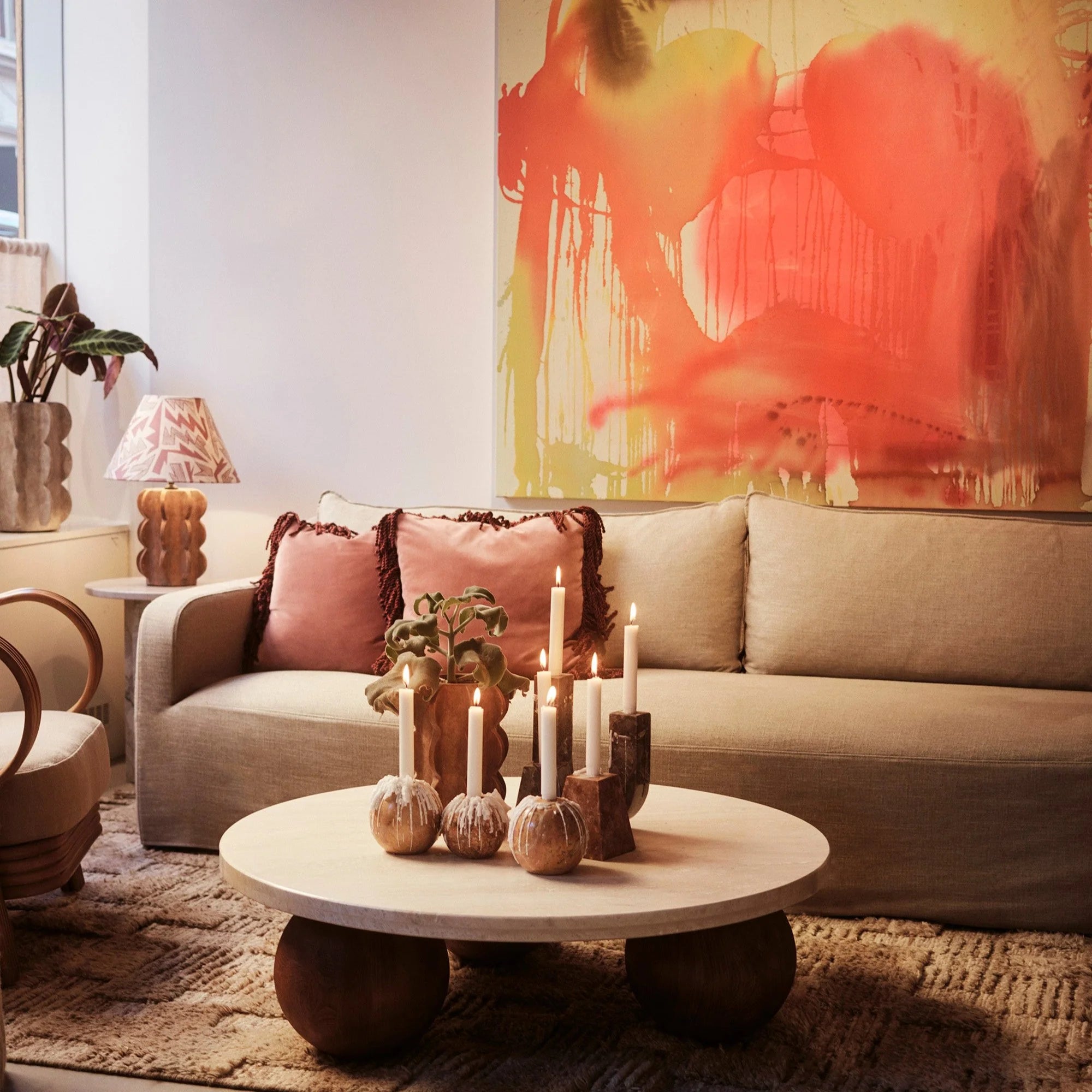 SPHERE Candle Holder Orange Marble