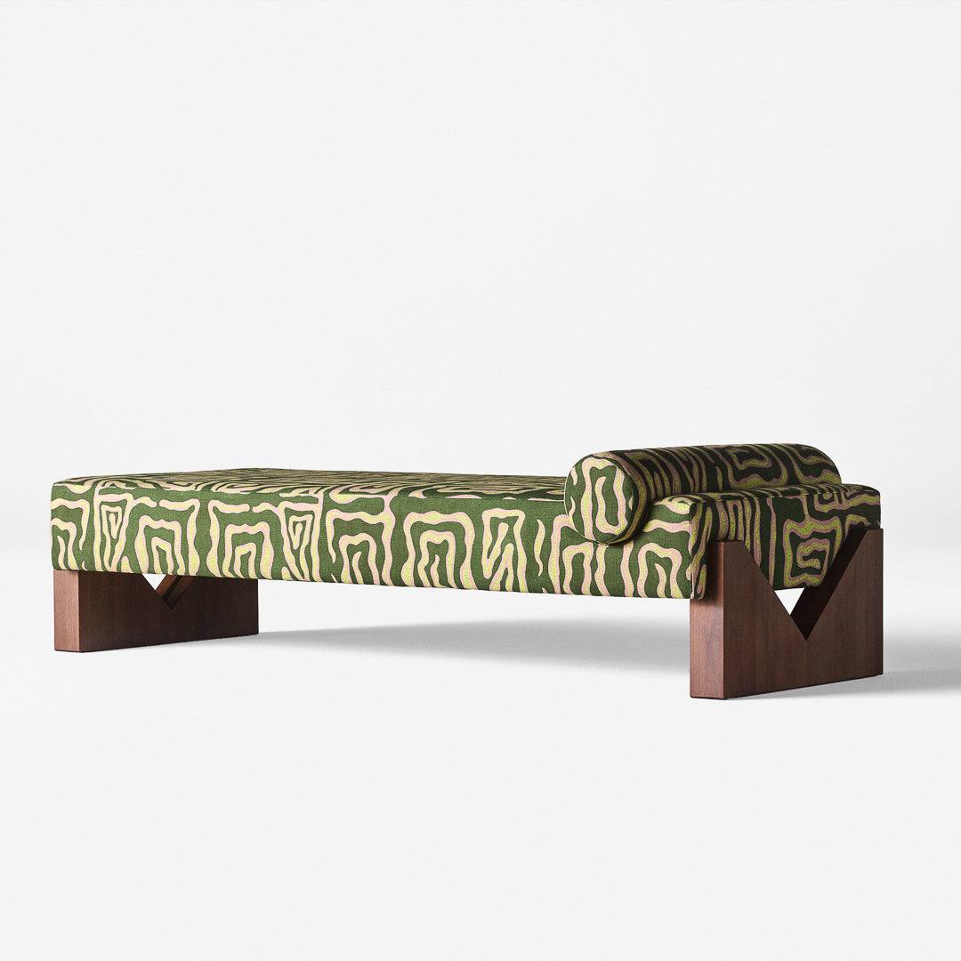 Daybed V green with beige pattern
