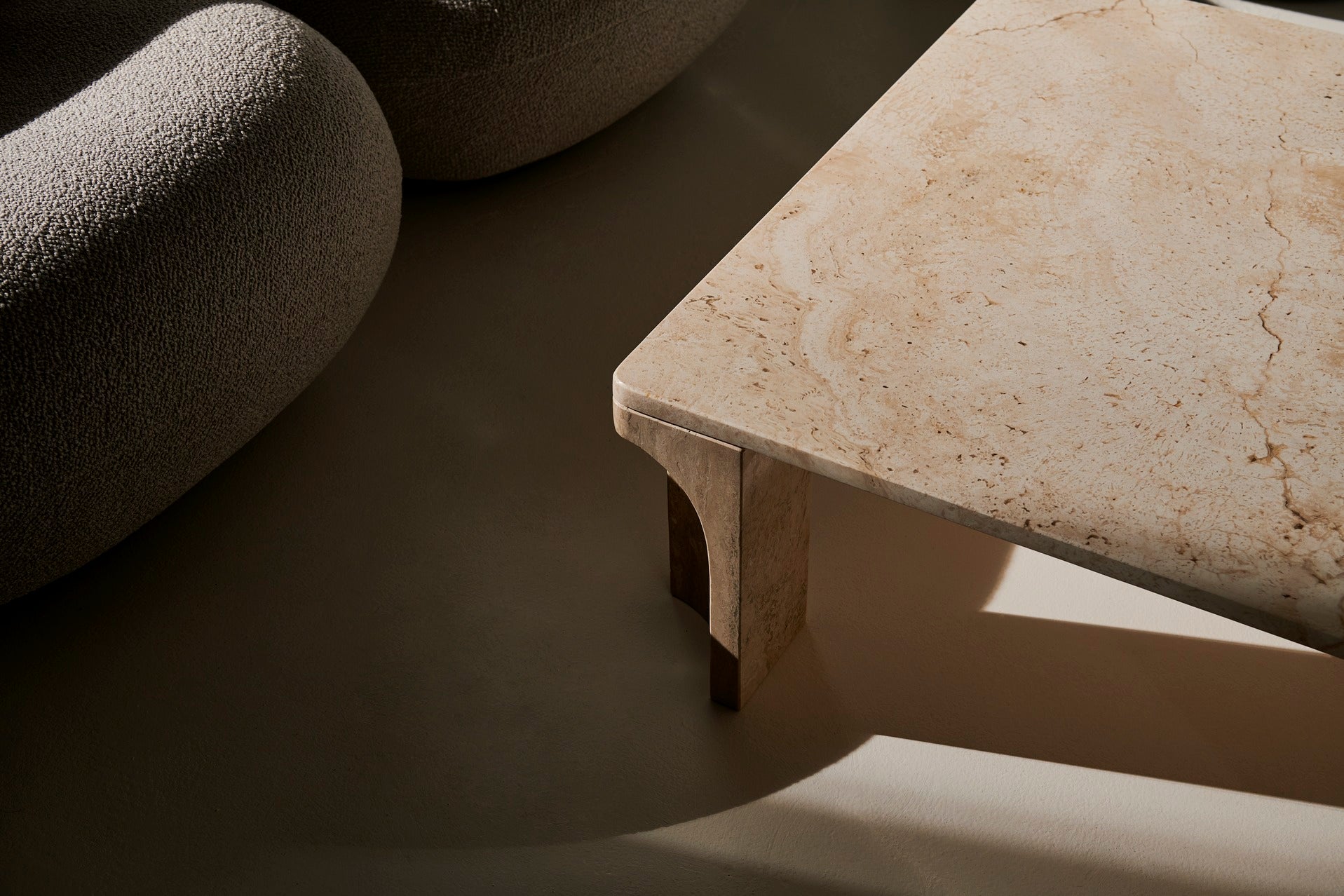 DORIC cream travertine coffee table