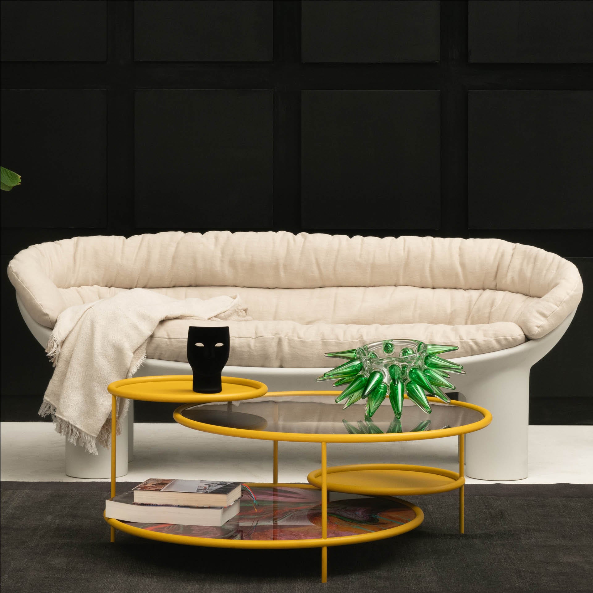Coffee table sangaka dyed glass