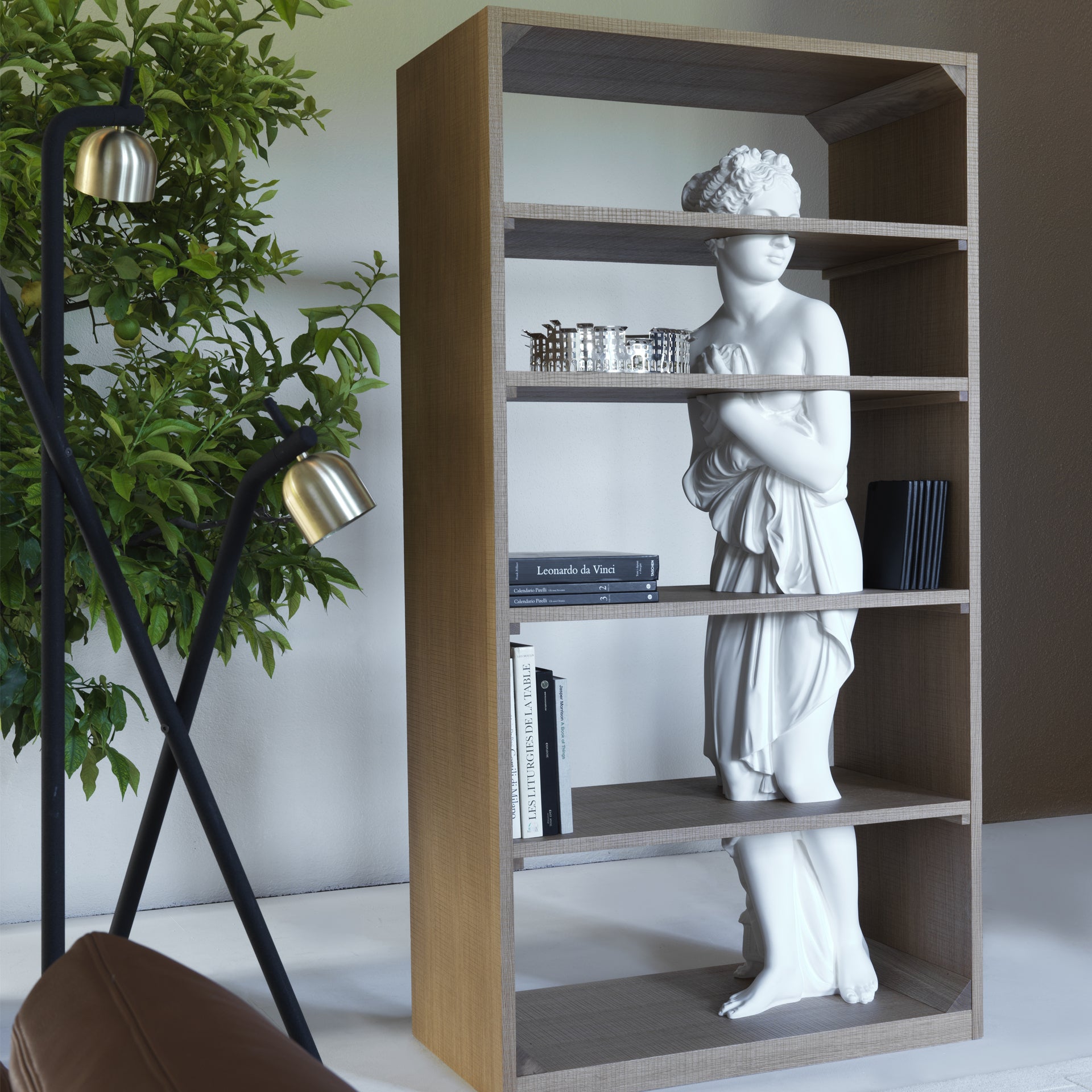 Venus bookcase oak and marble