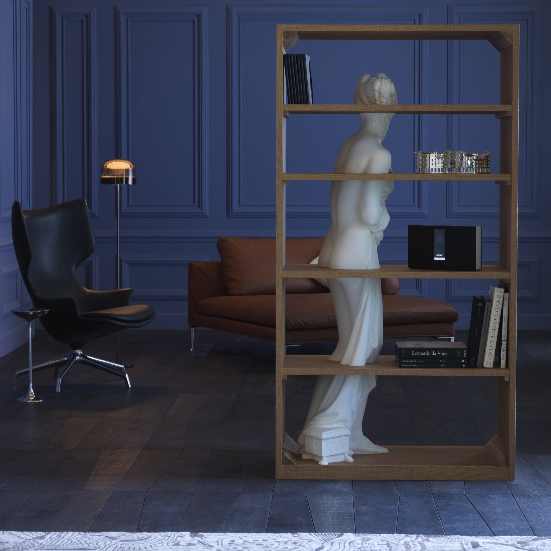 Venus bookcase oak and marble