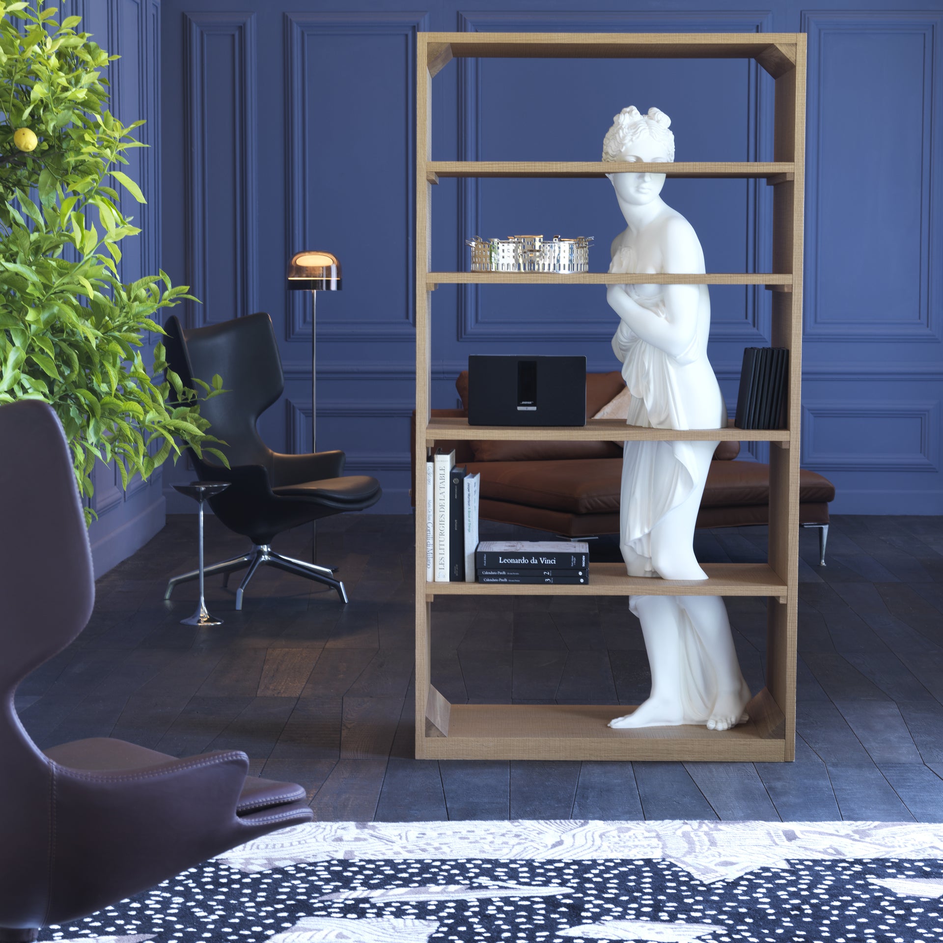 Venus bookcase oak and marble