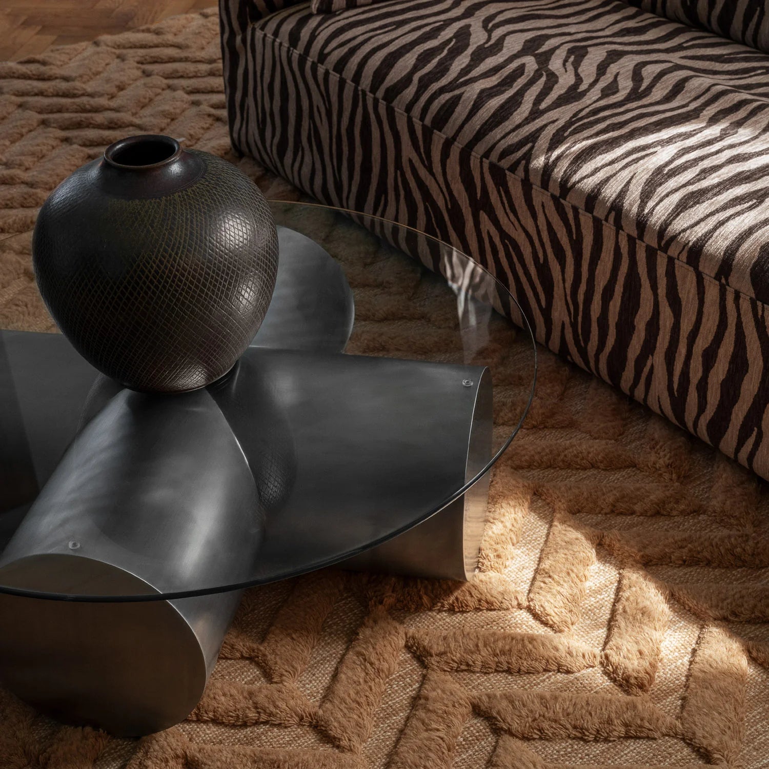 CROSS coffee table polished steel