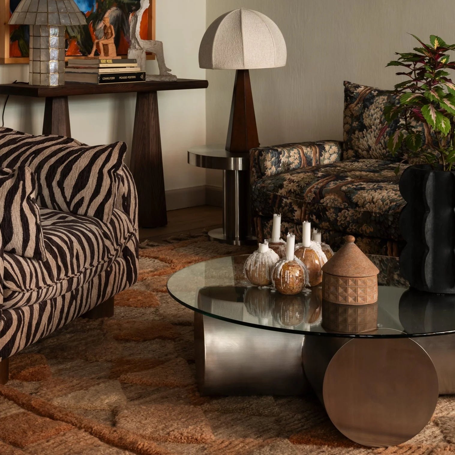 SPHERE Candle Holder Orange Marble