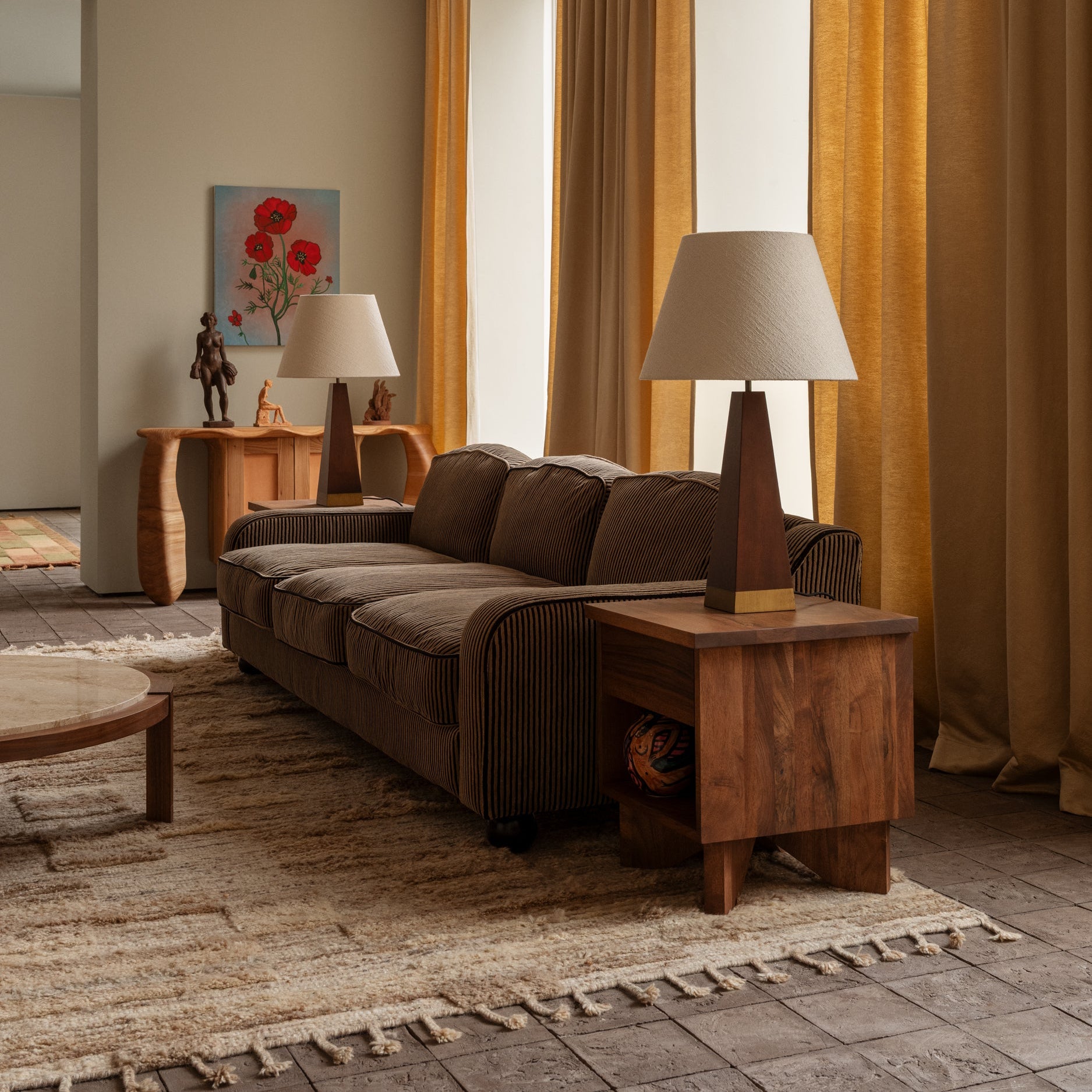 3-Seater Sofa LOLA Brown-Black Stripes