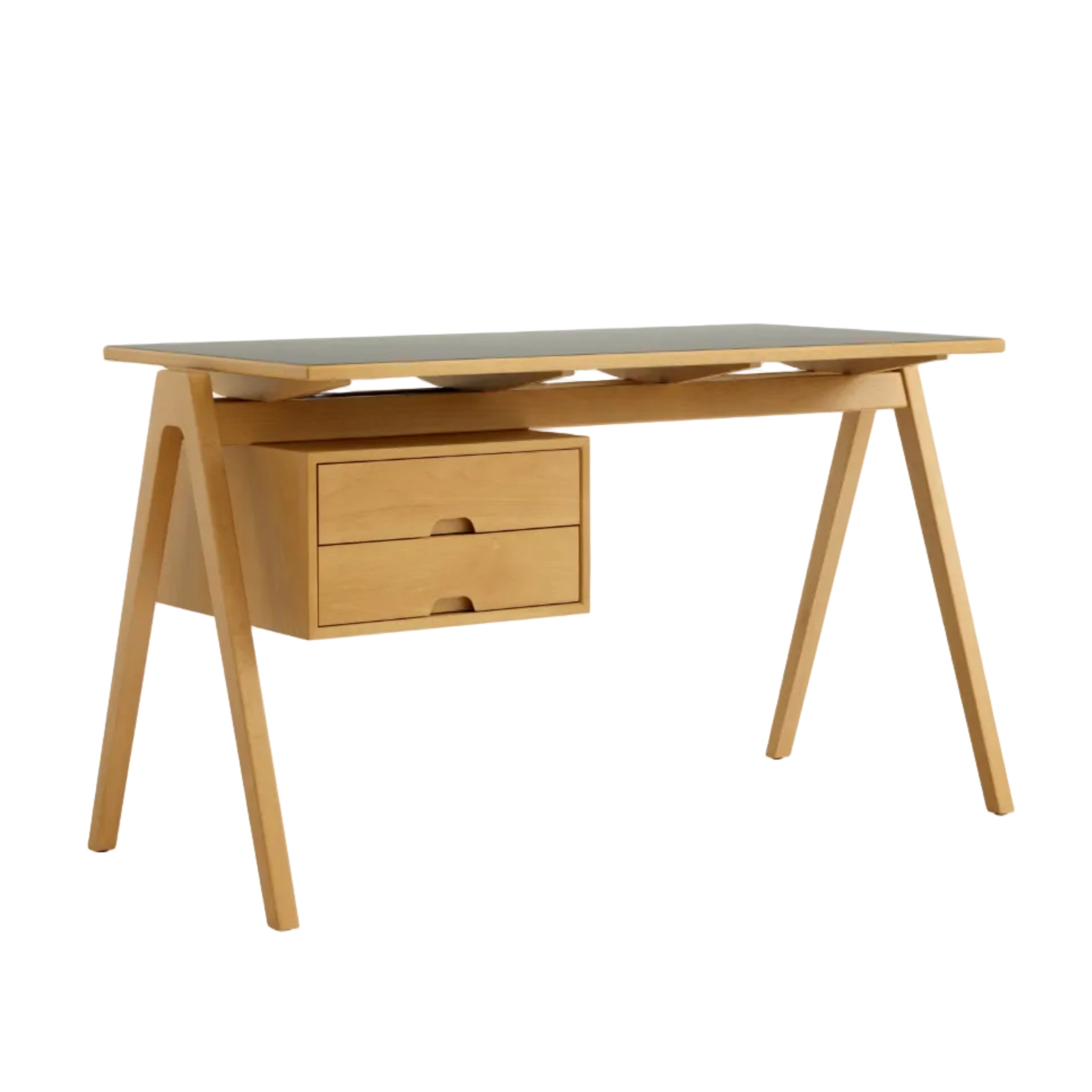 Daystak RD3 Desk in Beech Wood with Laminated Green Top
