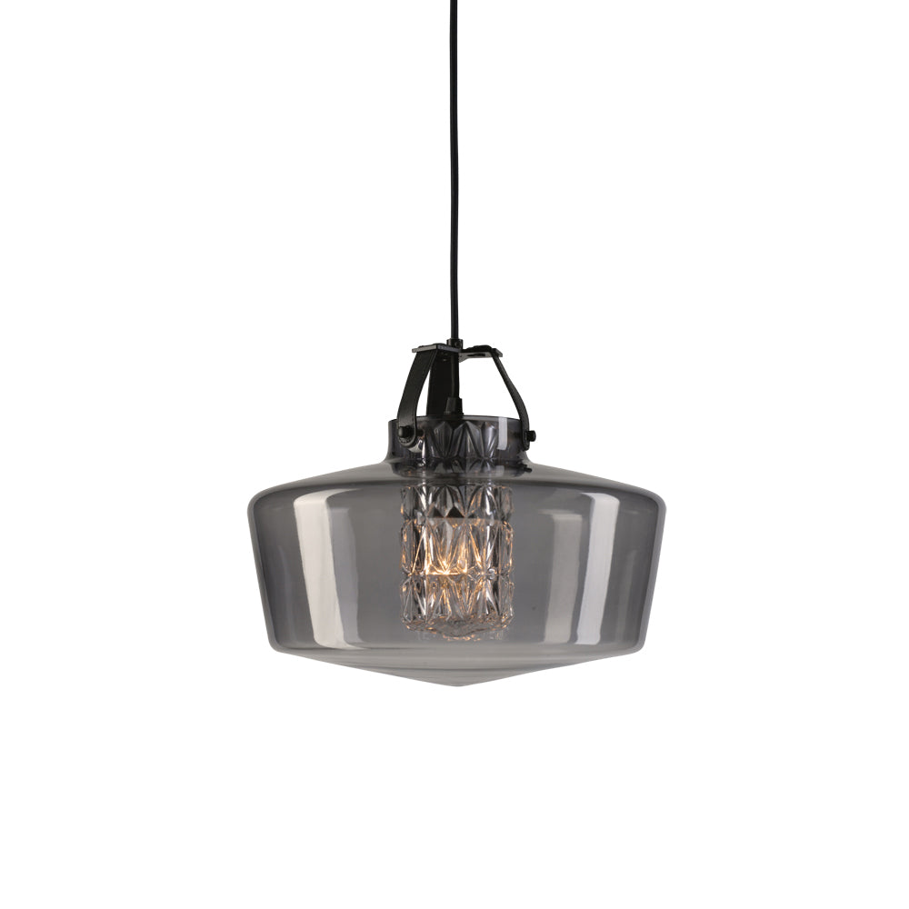 ADDICTED TO US pendant lamp smoky glass with black leather