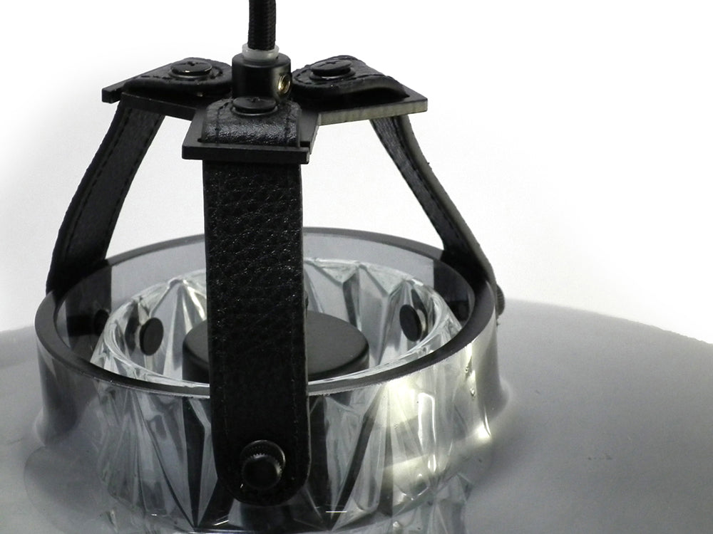 ADDICTED TO US pendant lamp smoky glass with black leather