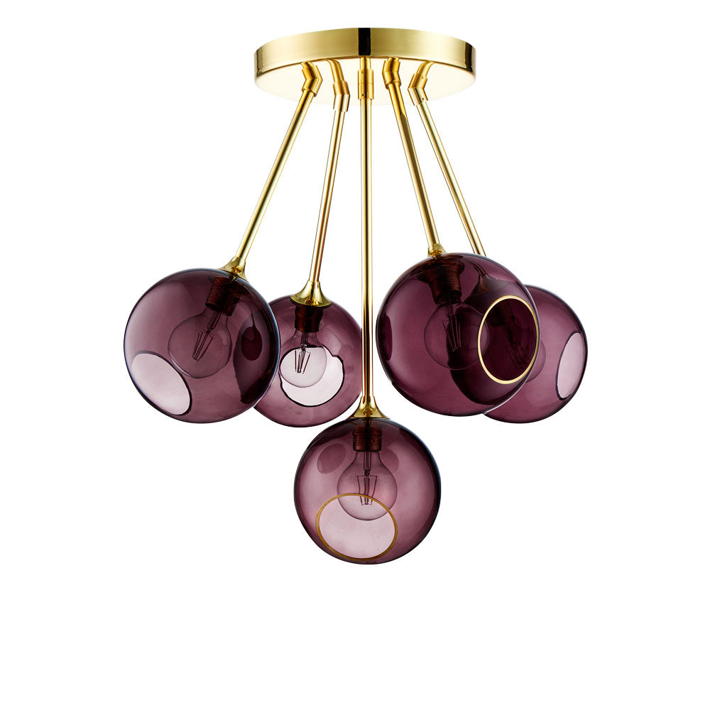 BALLROOM MOLECULE pendant lamp in plum with gold finish