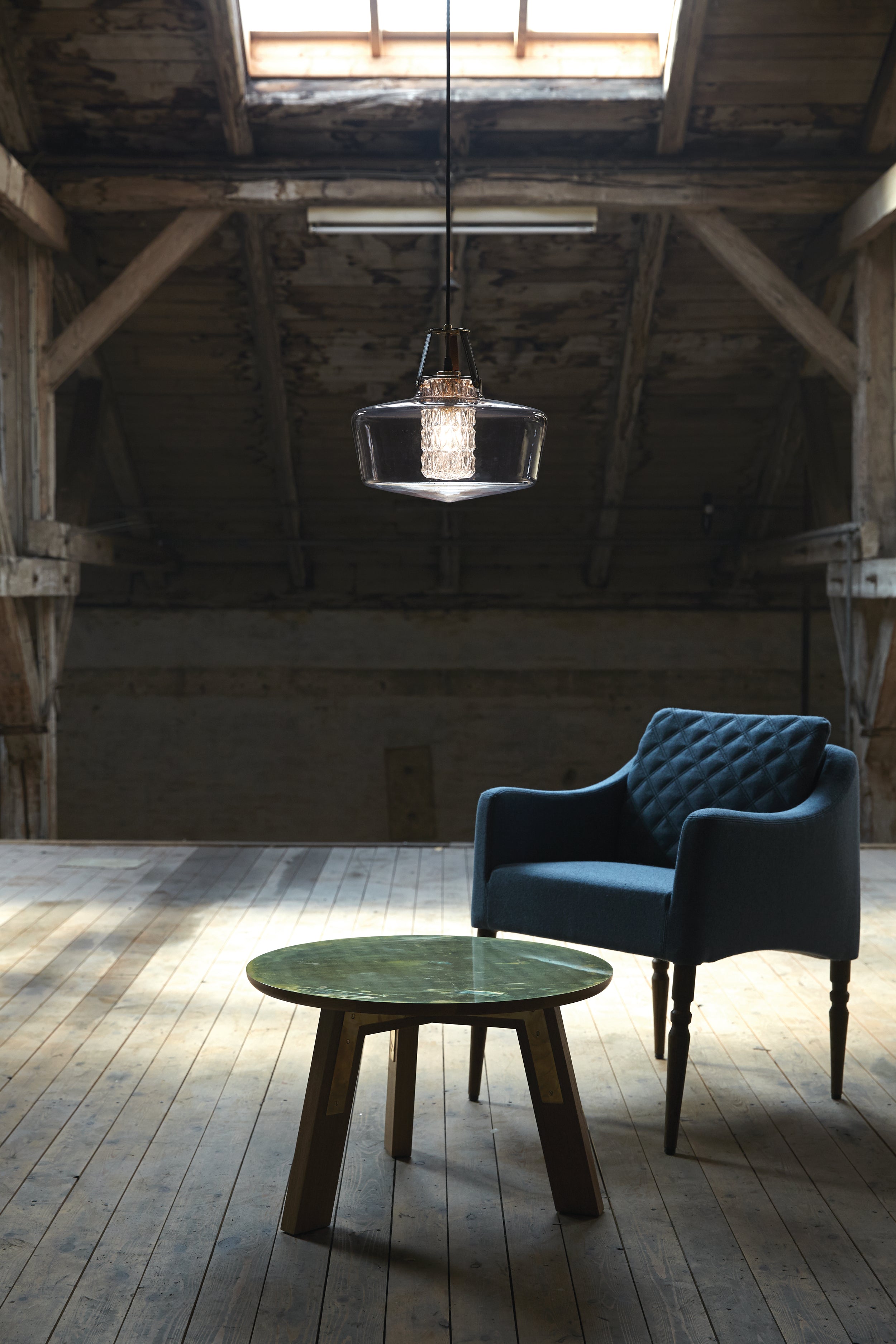 ADDICTED TO US pendant lamp smoky glass with black leather