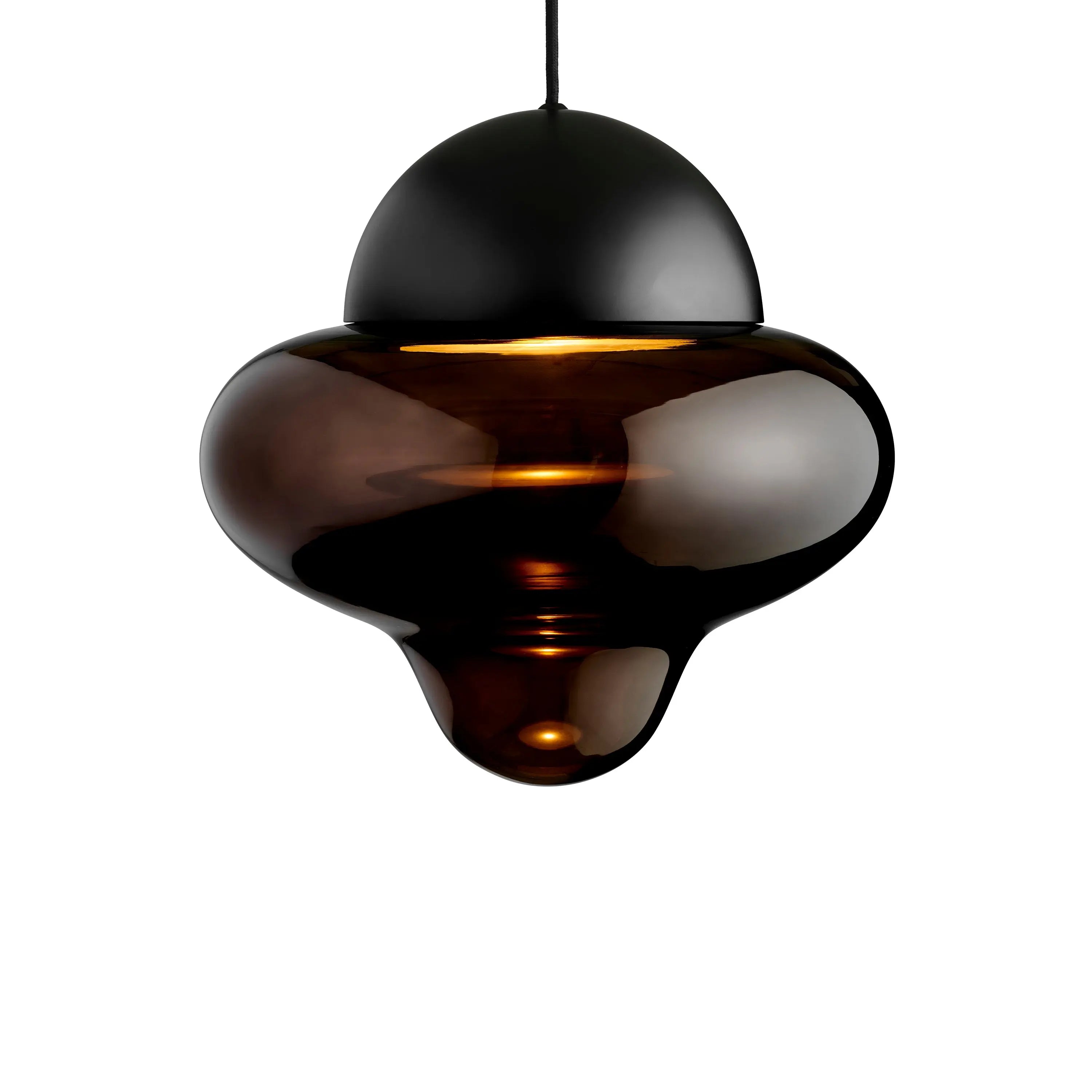 Lampa wisząca NUTTY szkło brązowe z czarnym wykończeniem z oświetleniem LED