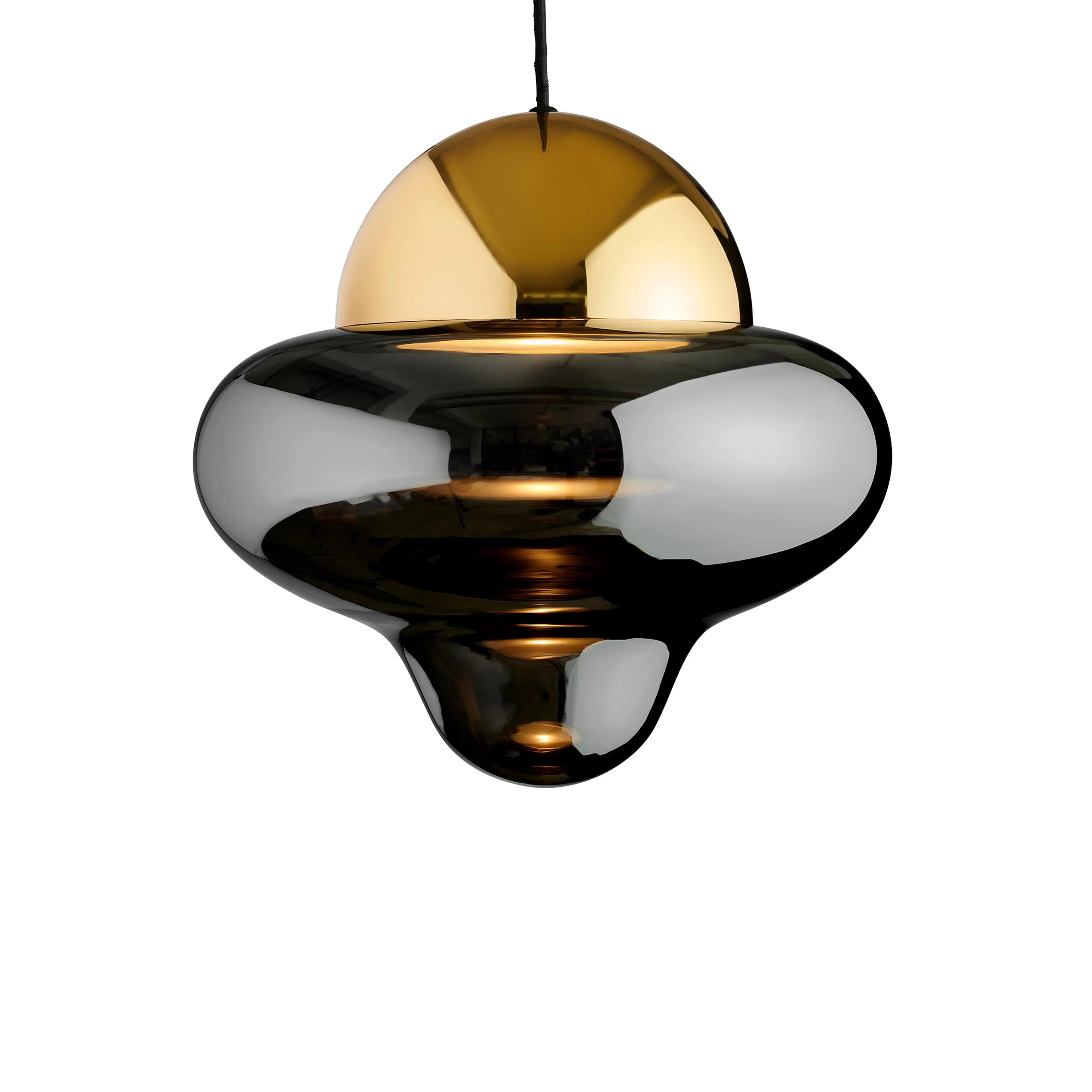 Lampa wisząca NUTTY szkło dymione ze złotym wykończeniem z oświetleniem LED