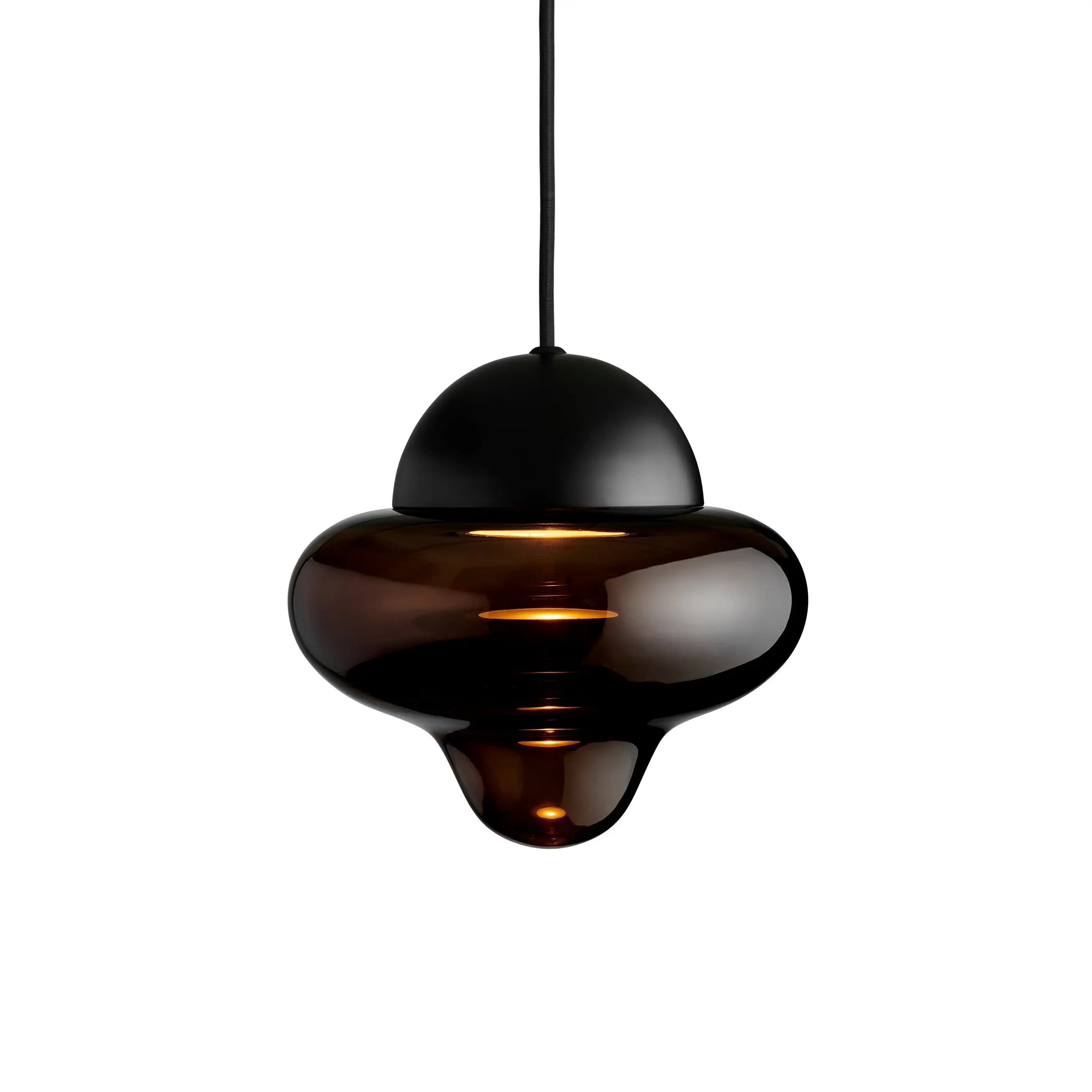 Lampa wisząca NUTTY szkło brązowe z czarnym wykończeniem – Design By Us