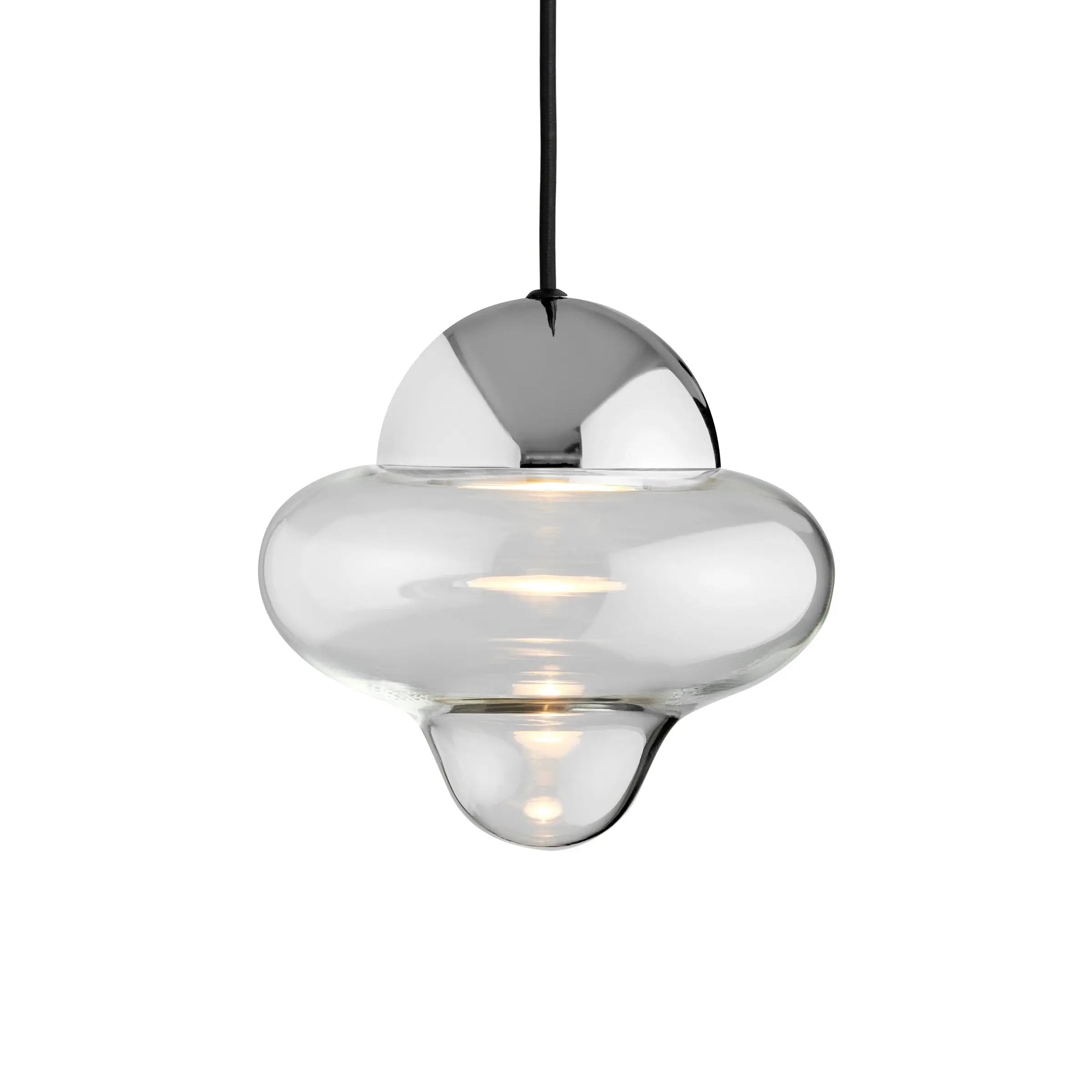 Lampa wisząca NUTTY szkło transparentne ze srebrnym wykończeniem – Design By Us