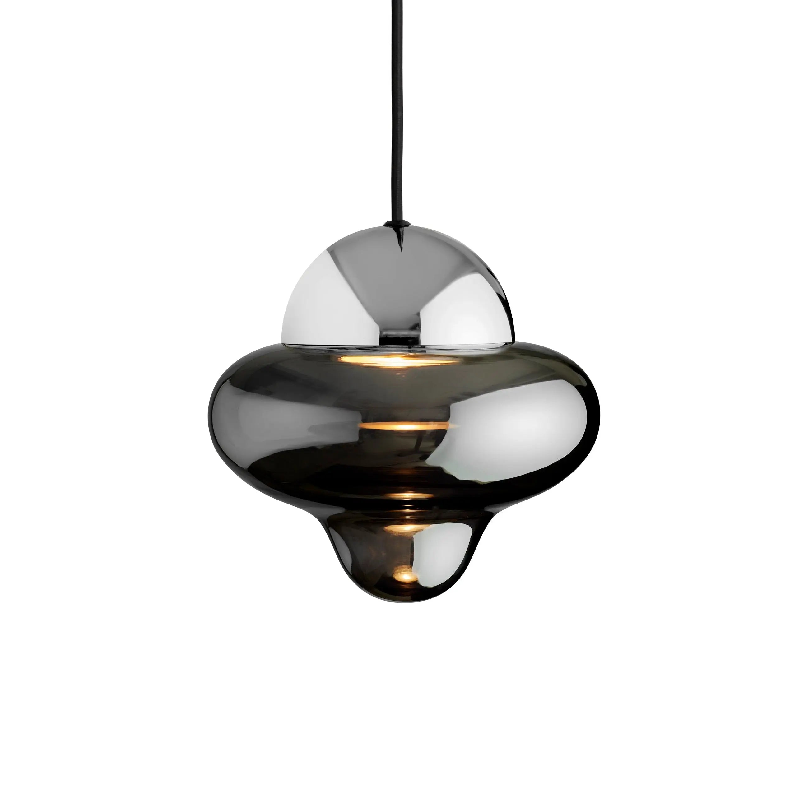 Lampa wisząca NUTTY szkło dymione ze srebrnym wykończeniem – Design By Us
