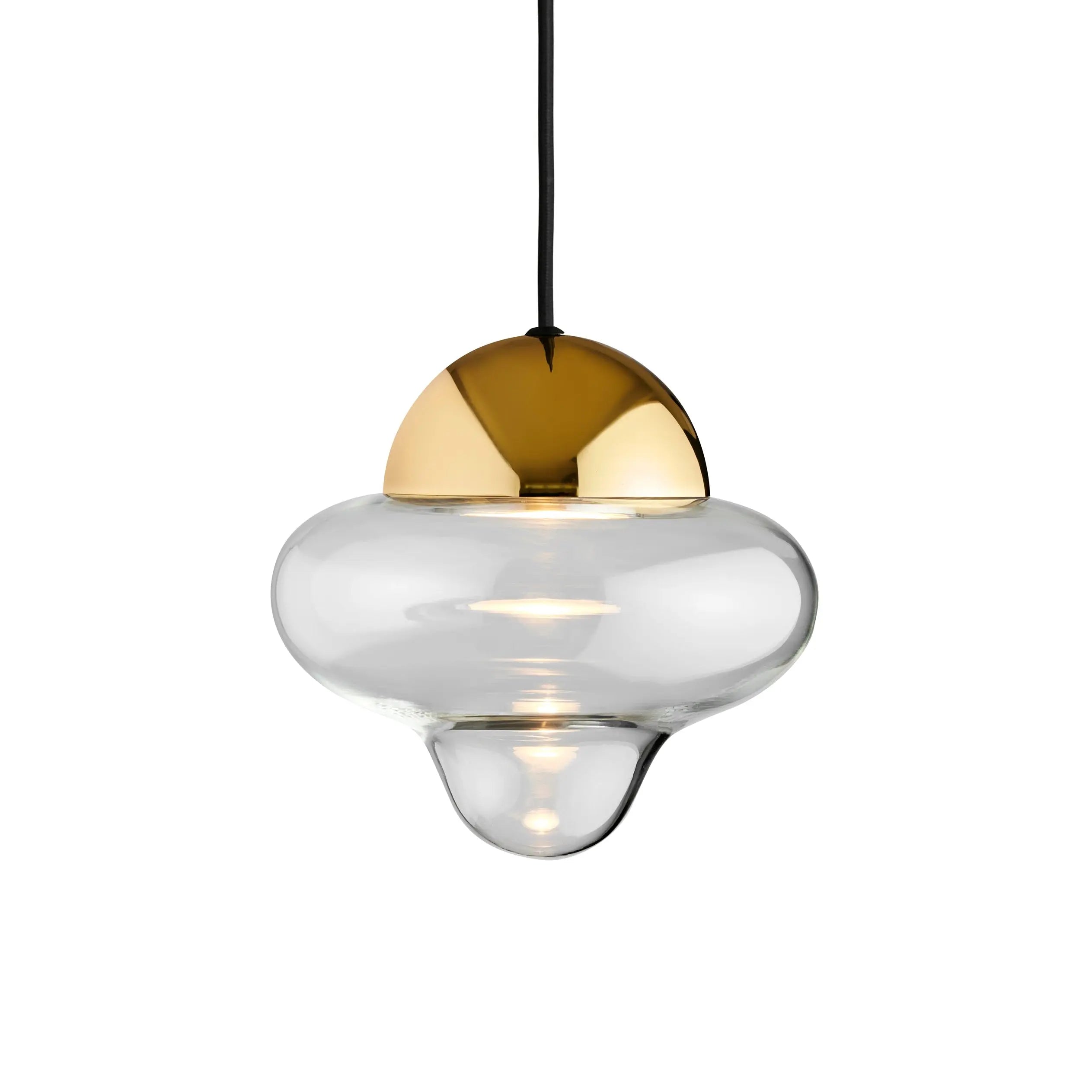 Lampa wisząca NUTTY szkło transparentne ze złotym wykończeniem – Design By Us