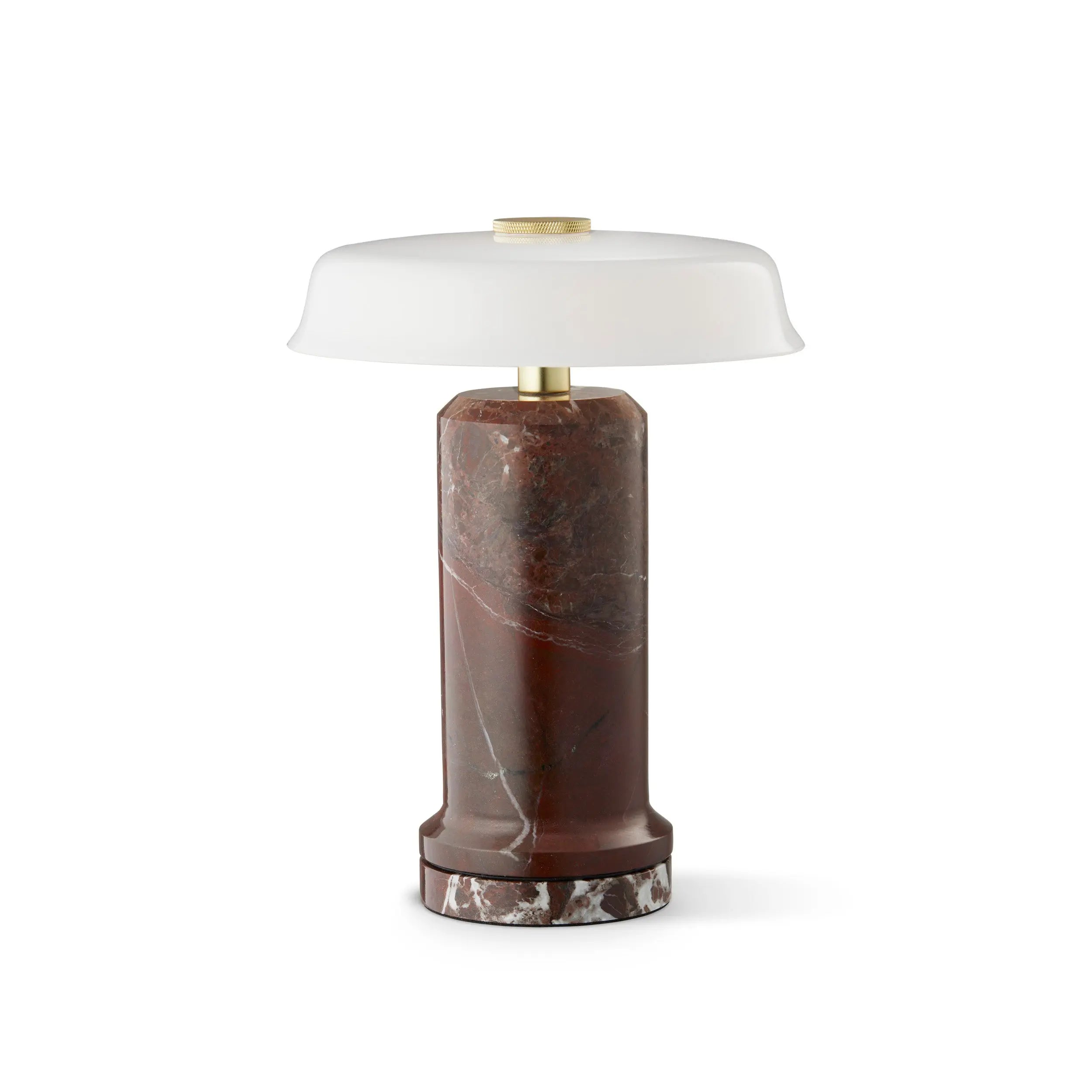 Lampa przenośna TRIP NO. 2 burgundowy marmur z mlecznobiałym szkłem – szkło, Design By Us