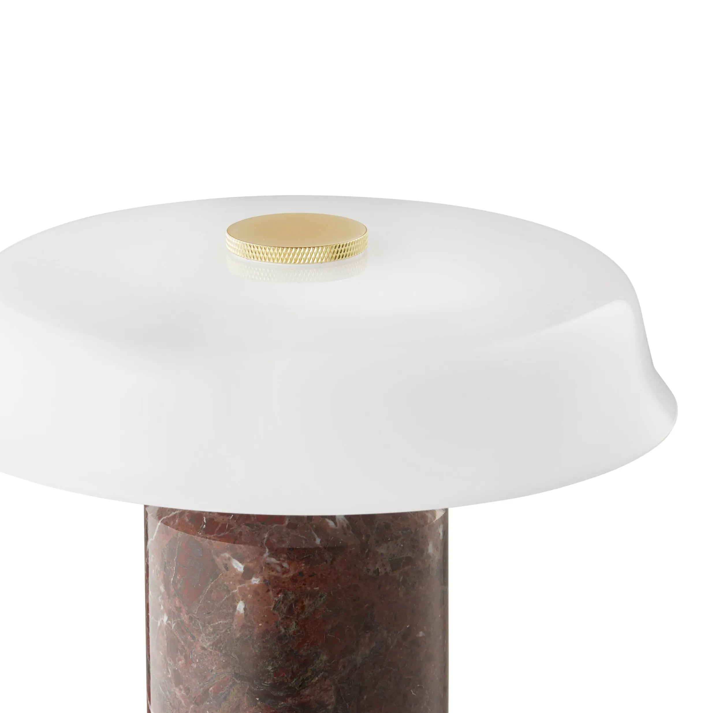 Lampa przenośna TRIP NO. 2 burgundowy marmur z mlecznobiałym szkłem – styl minimalistyczny