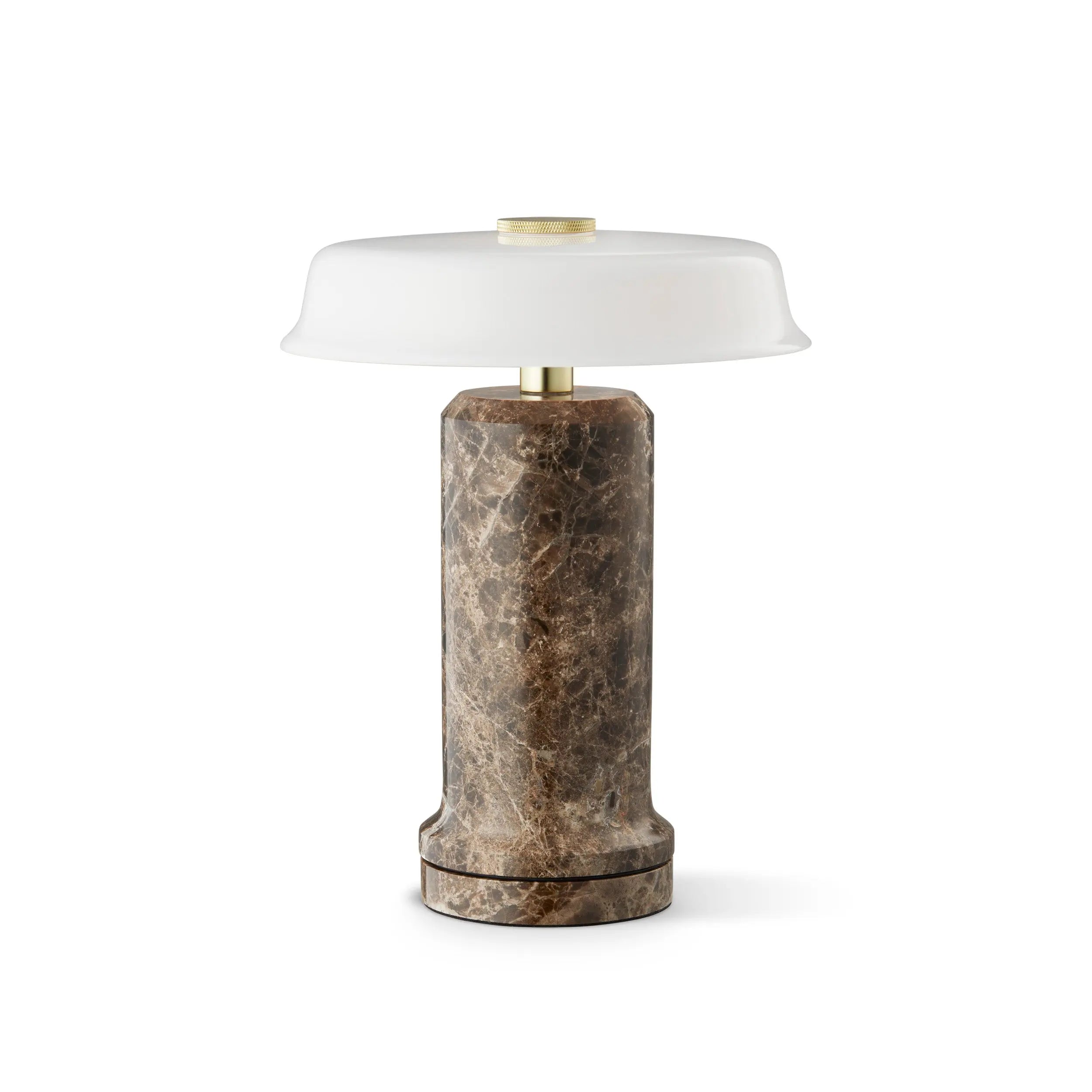 Lampa przenośna TRIP NO. 2 brązowy marmur z mlecznobiałym szkłem – szkło, Design By Us