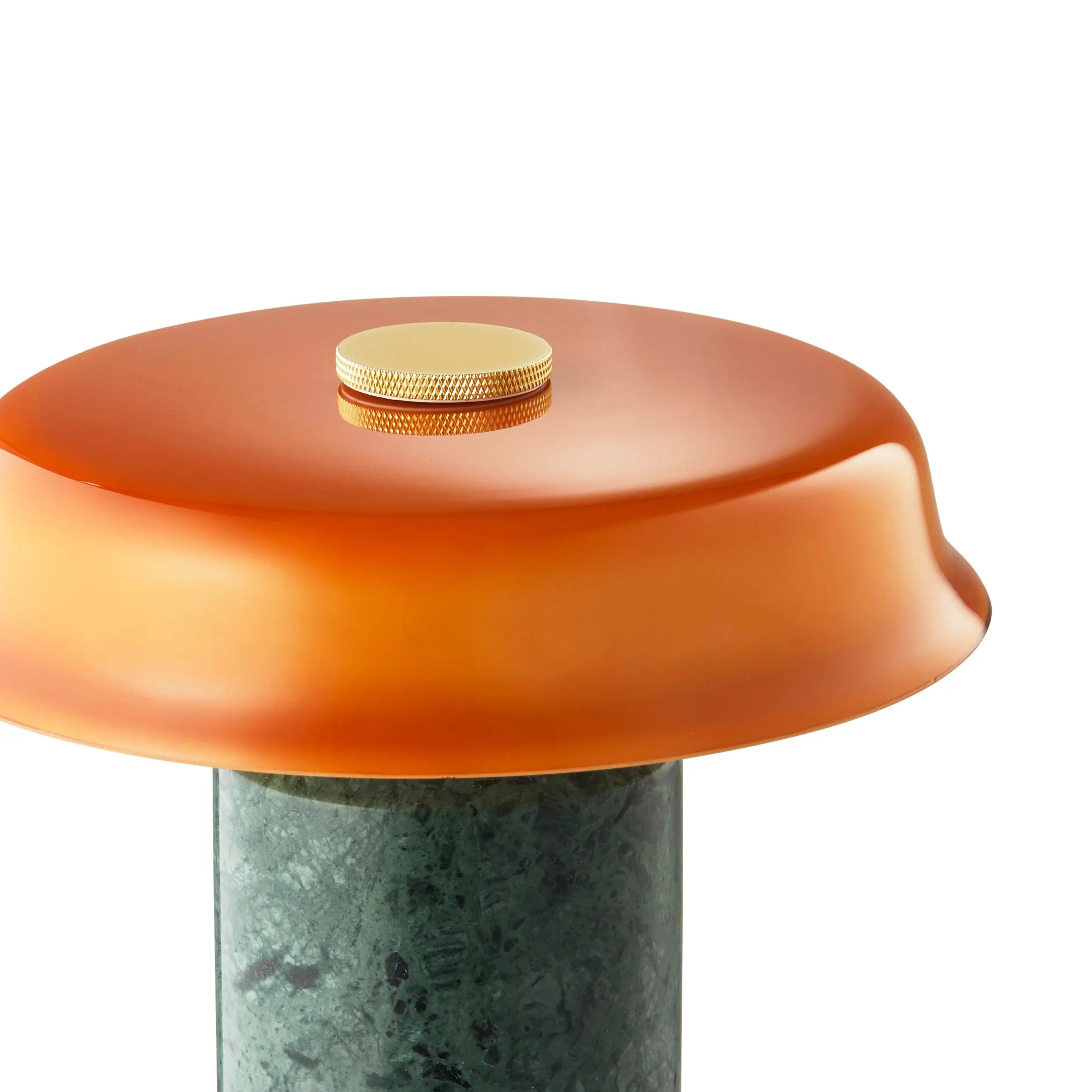 Lampa przenośna TRIP NO. 2 zielony marmur z bursztynowym szkłem – styl minimalistyczny