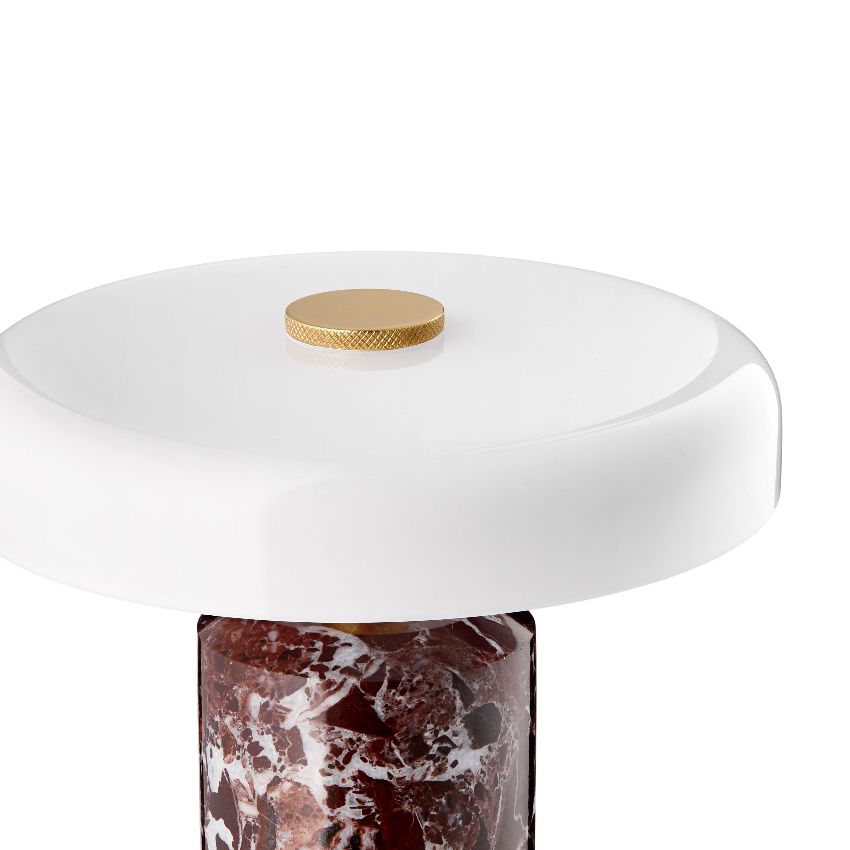 Tragbare Lampe TRIP burgunder marmor mit milchweißem Glas