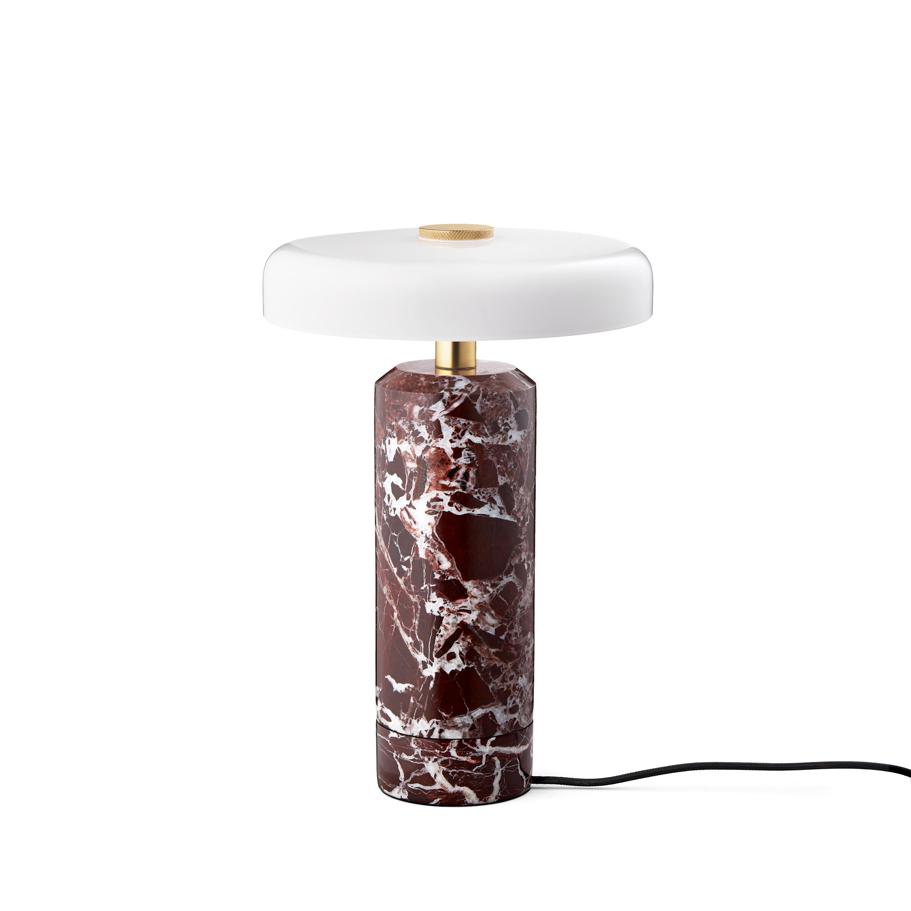 Tragbare Lampe TRIP burgunder marmor mit milchweißem Glas