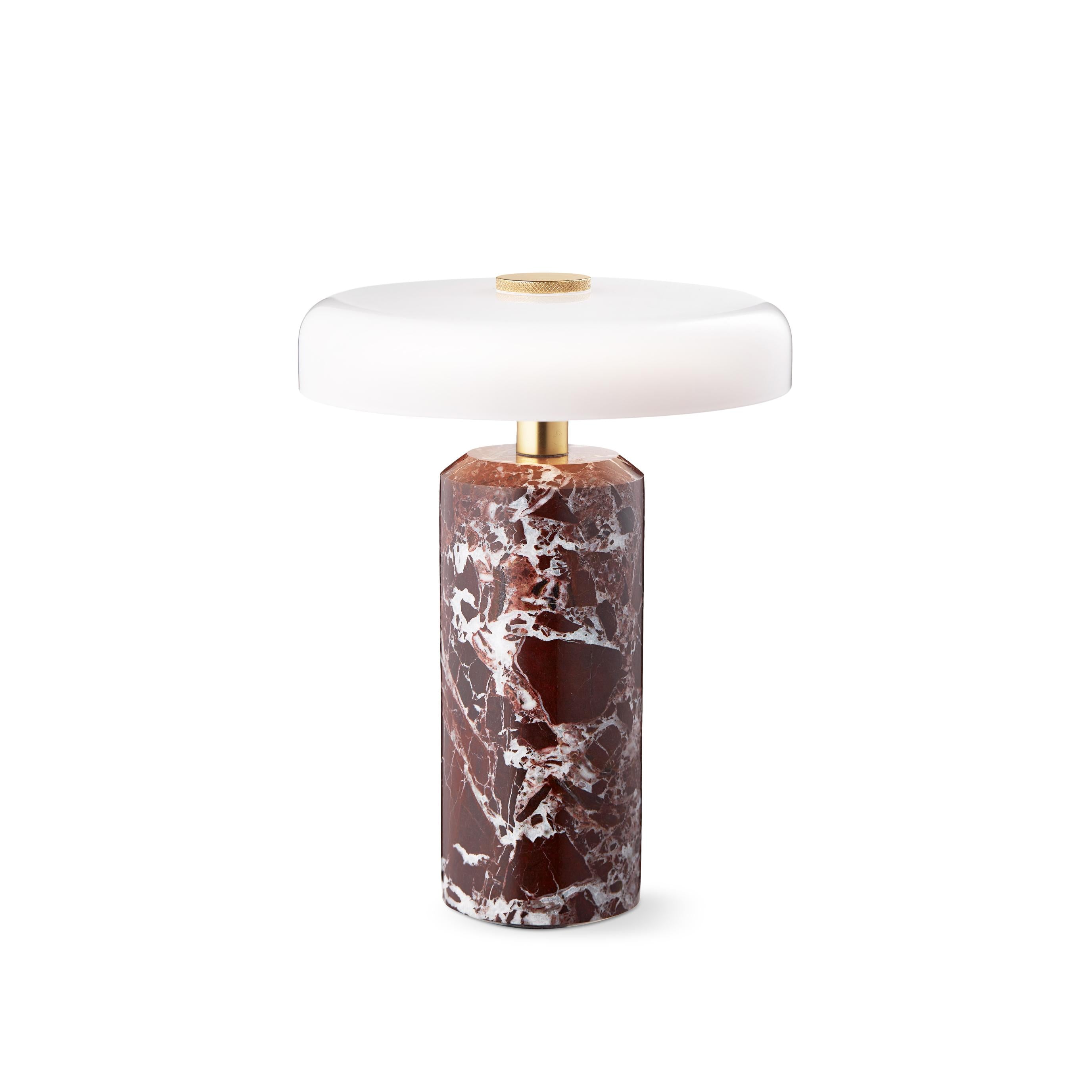 Tragbare Lampe TRIP burgunder marmor mit milchweißem Glas