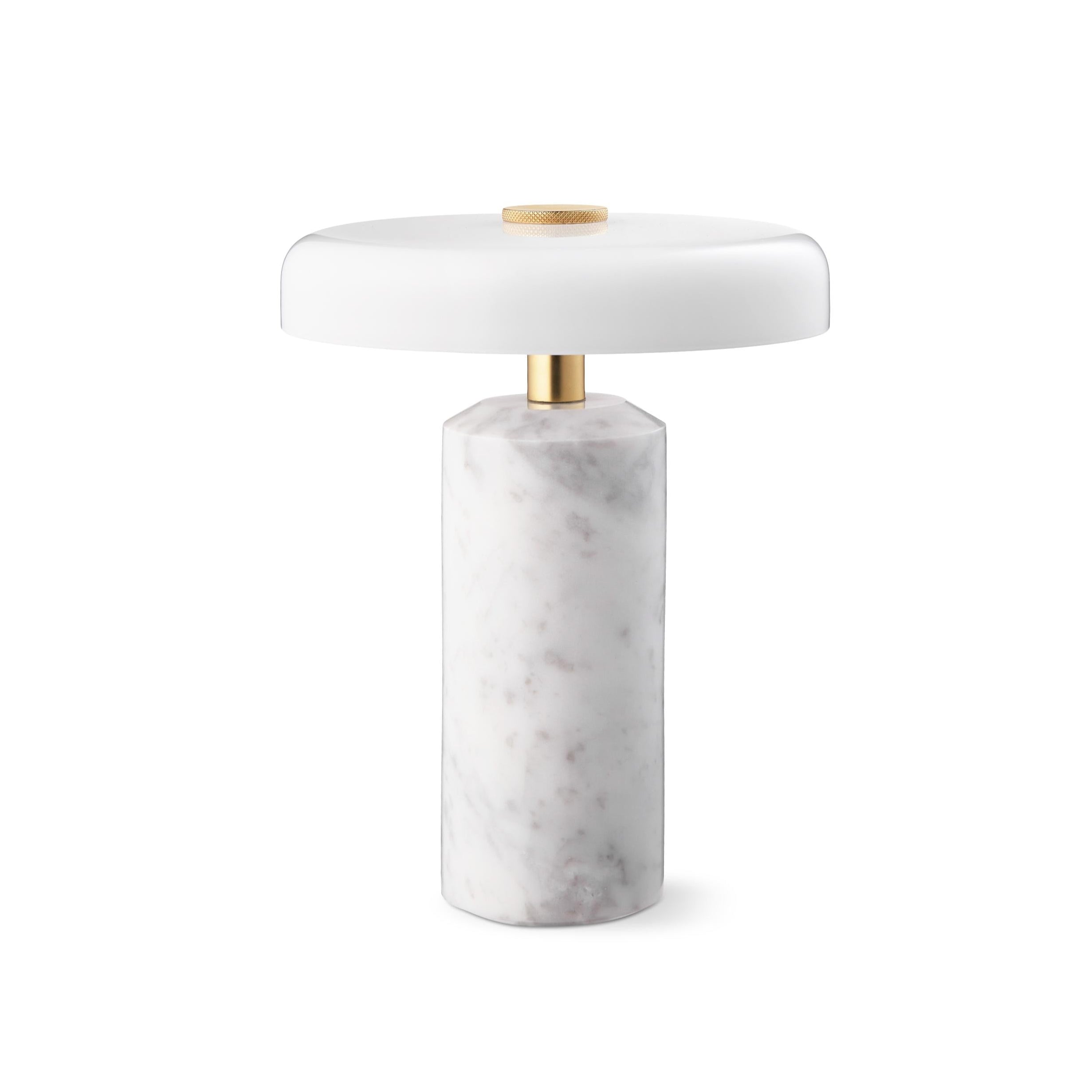 Tragbare Lampe TRIP weißer Marmor mit milchweißem Glas