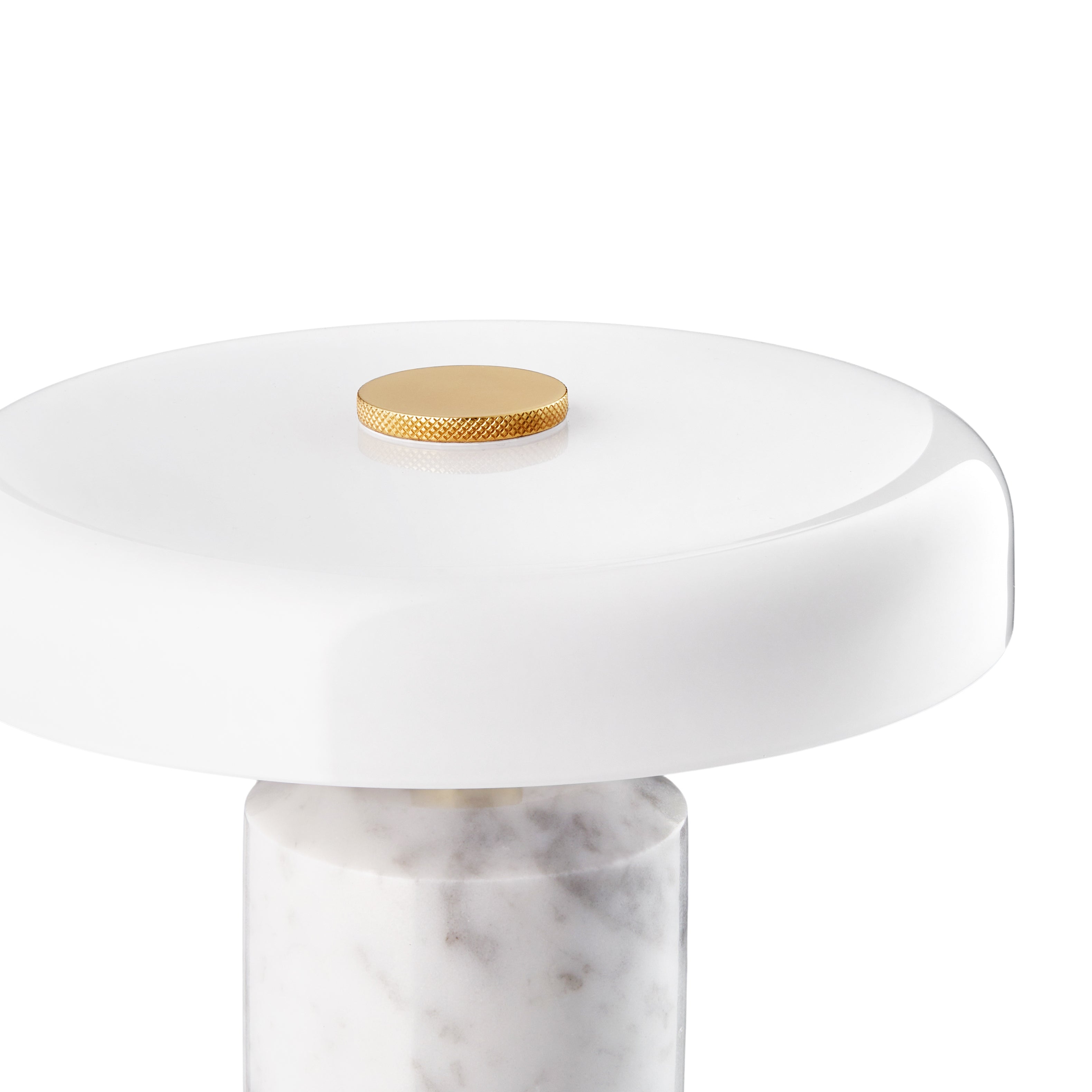 Tragbare Lampe TRIP weißer Marmor mit milchweißem Glas