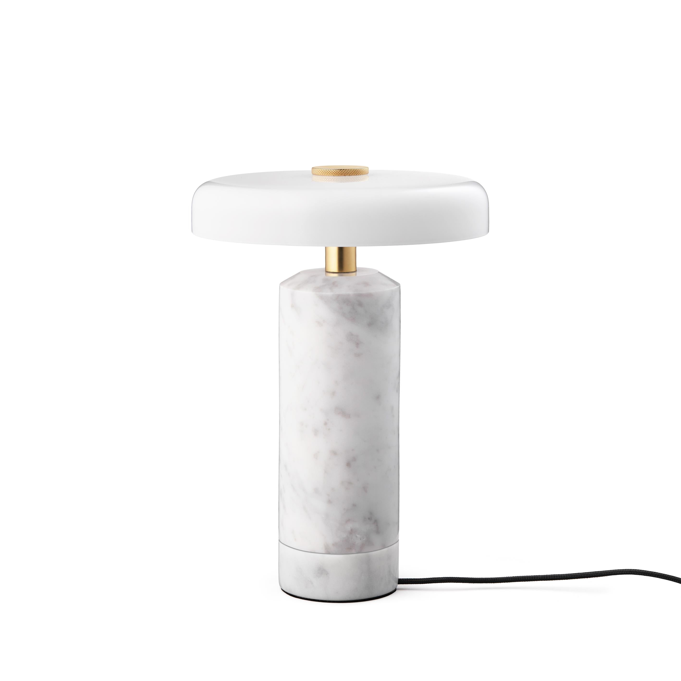 Tragbare Lampe TRIP weißer Marmor mit milchweißem Glas