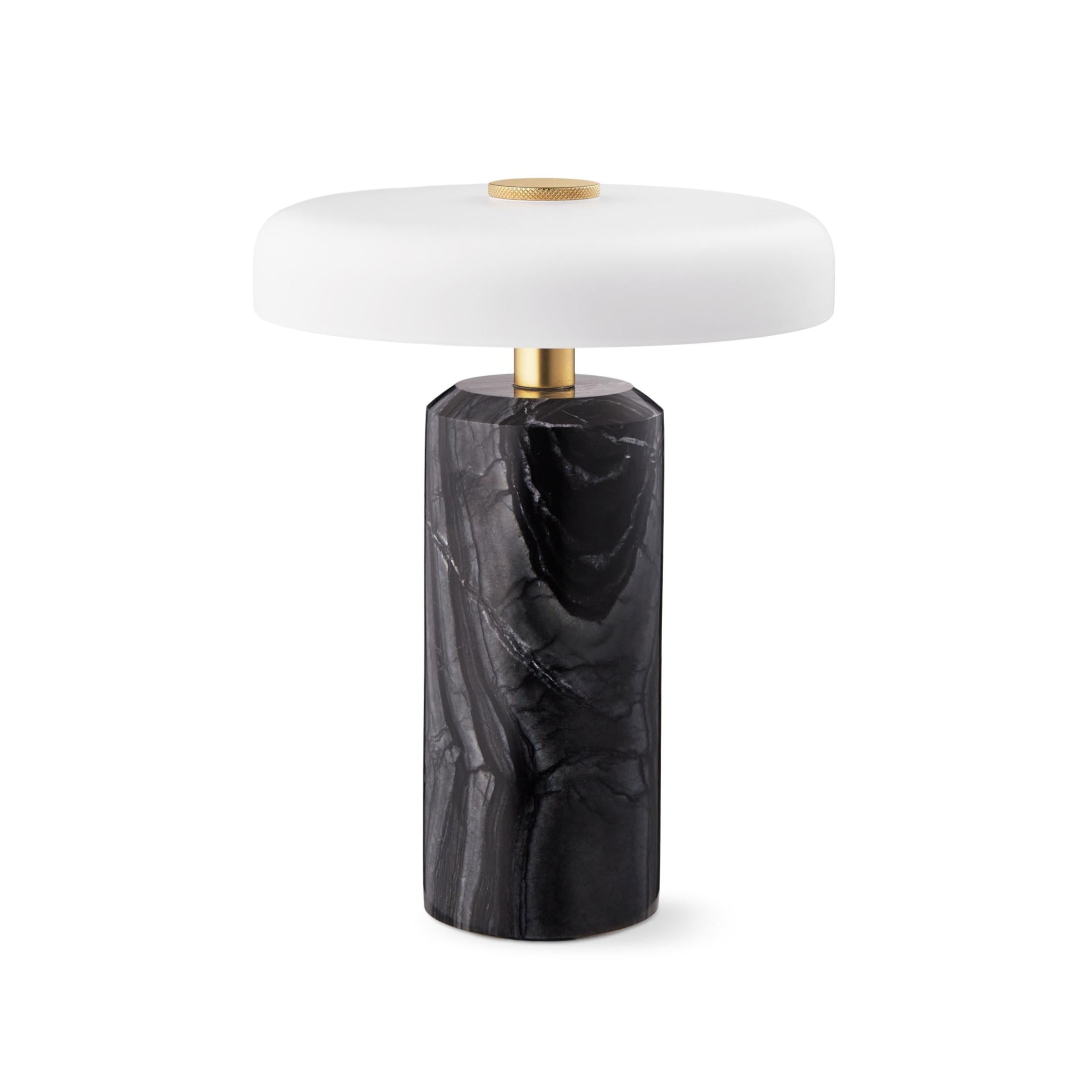Tragbare Lampe TRIP schwarzes Marmor mit milchweißem Glas