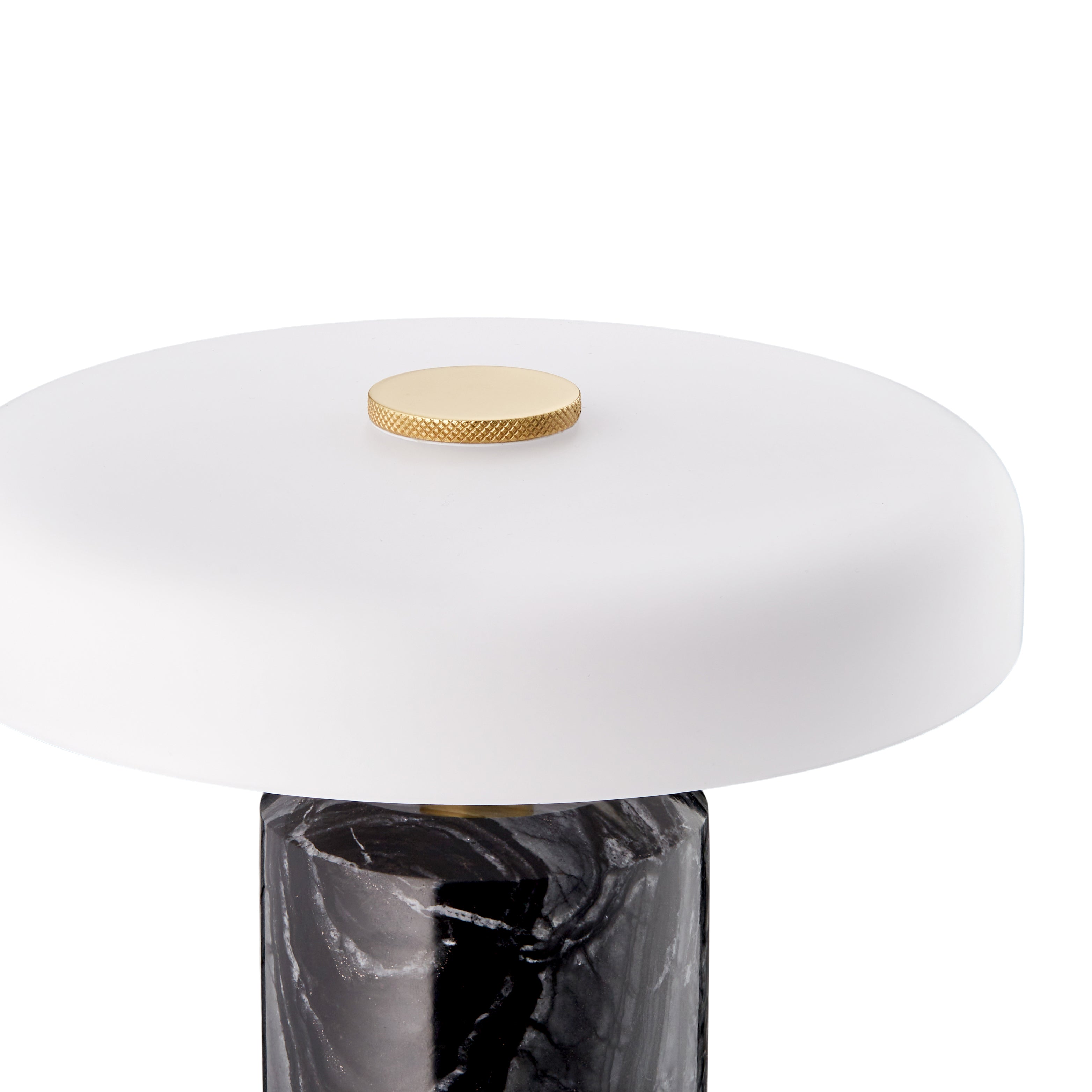 Tragbare Lampe TRIP schwarzes Marmor mit milchweißem Glas